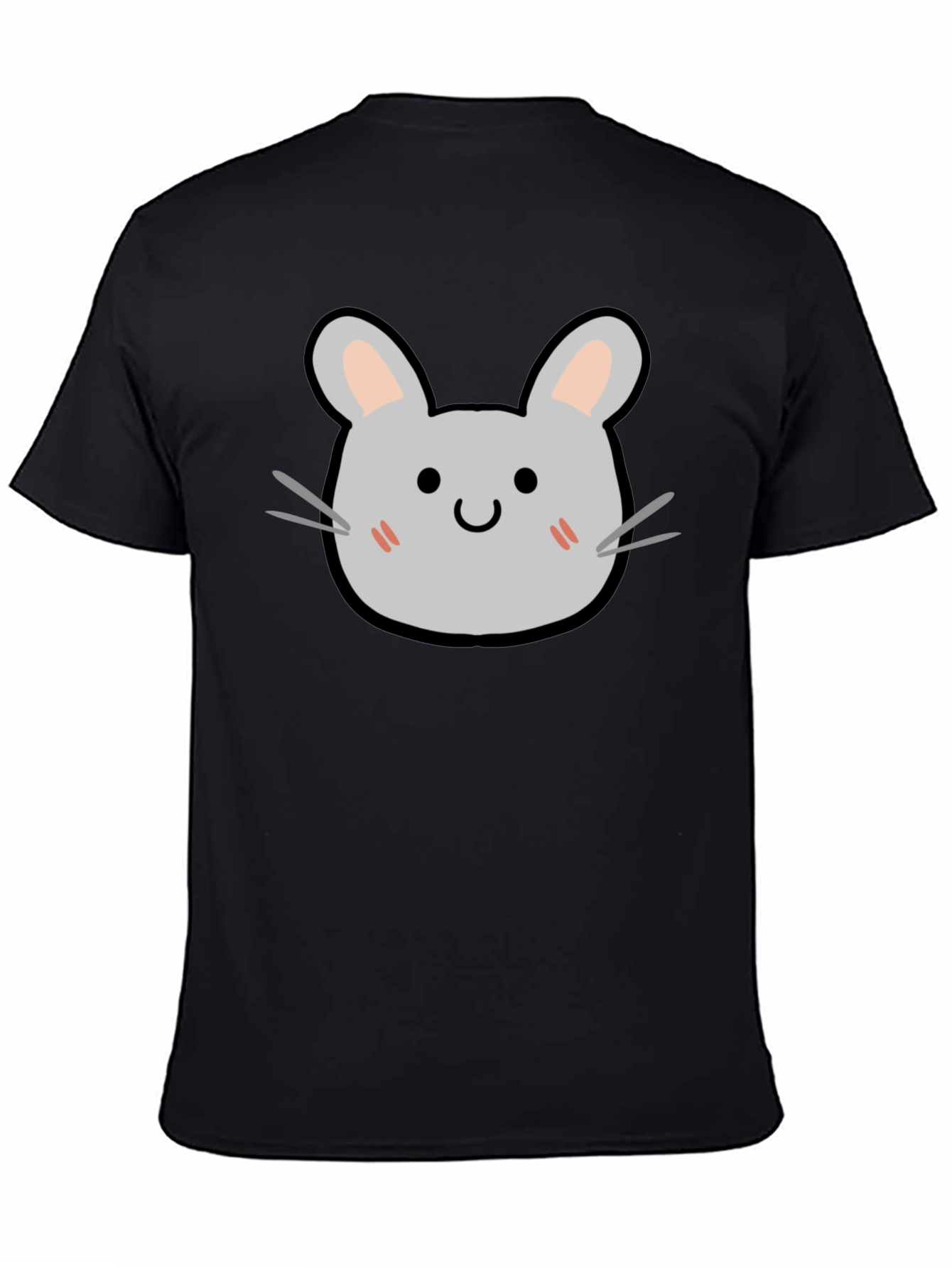 Cute Cartoon Mouse Graphic Tee - Soft Black T-Shirt