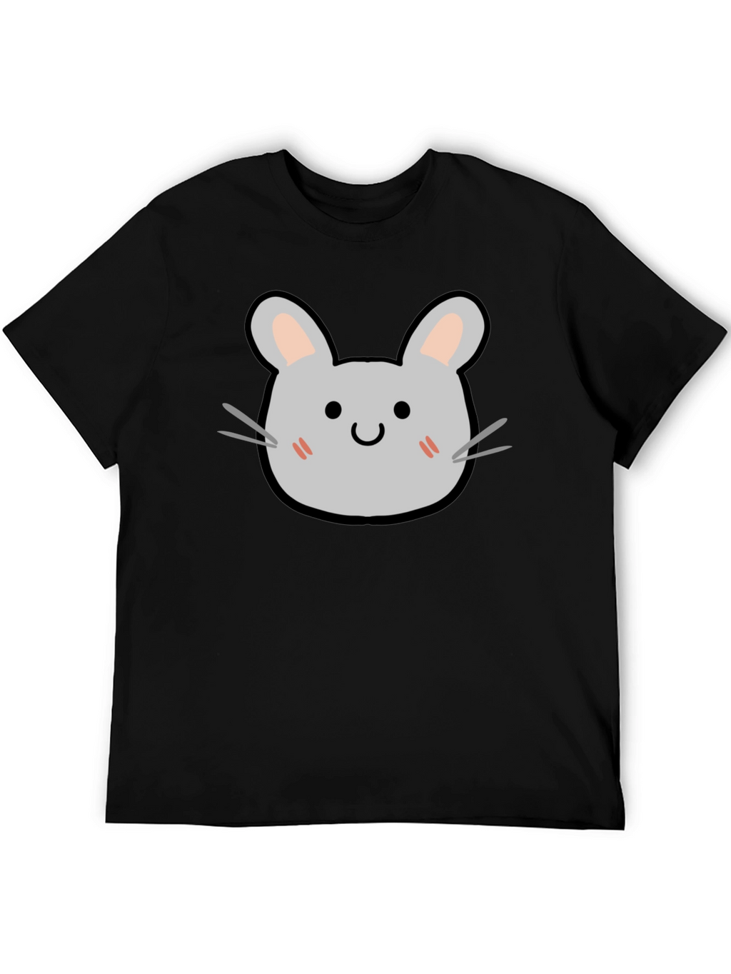 Cute Cartoon Mouse Graphic Tee - Soft Black T-Shirt