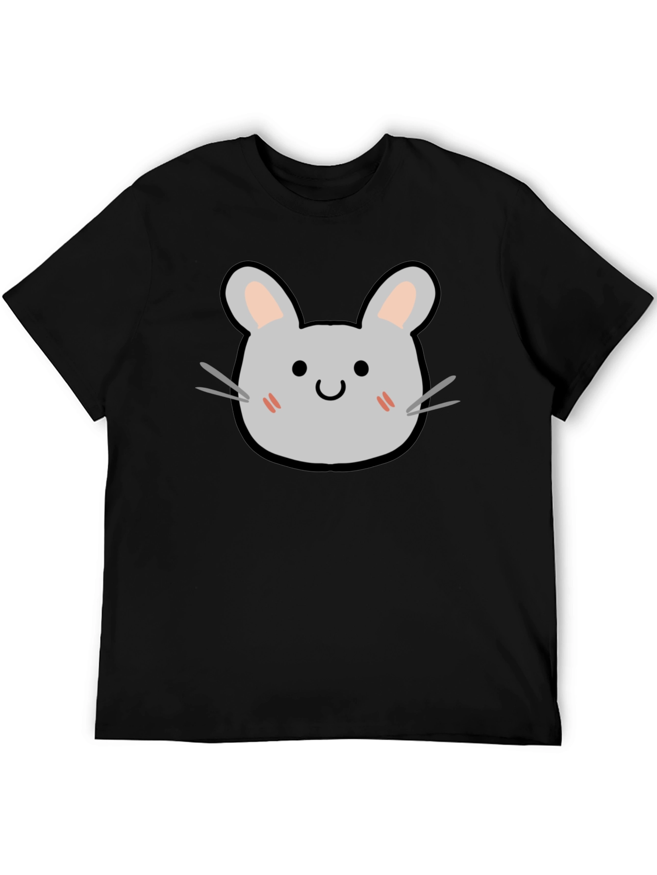 Cute Cartoon Mouse Graphic Tee - Soft Black T-Shirt