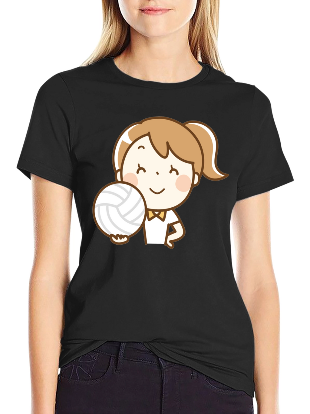 Volleyball Girl Cartoon Graphic T-Shirt