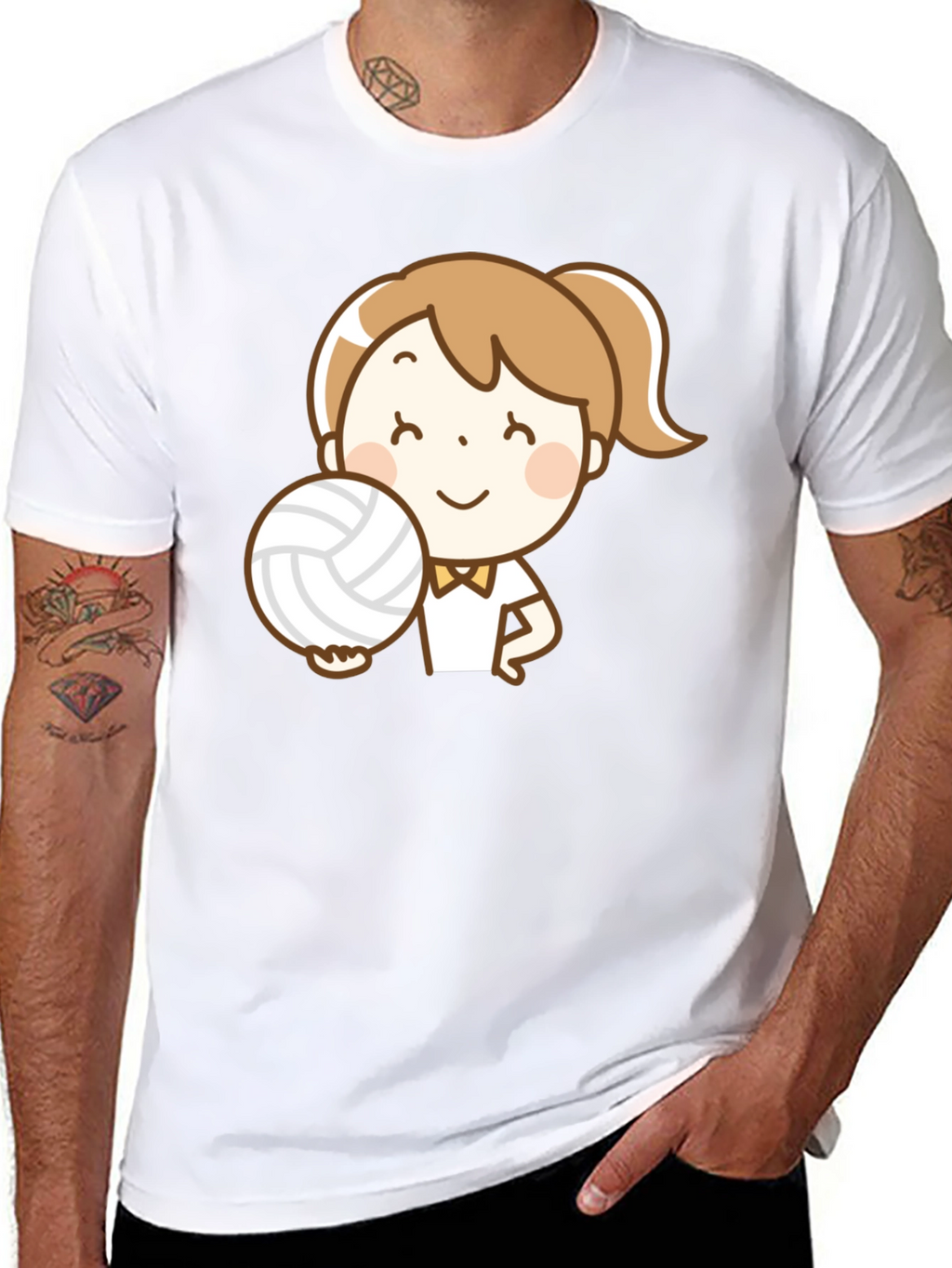 Volleyball Girl Cartoon Graphic T-Shirt