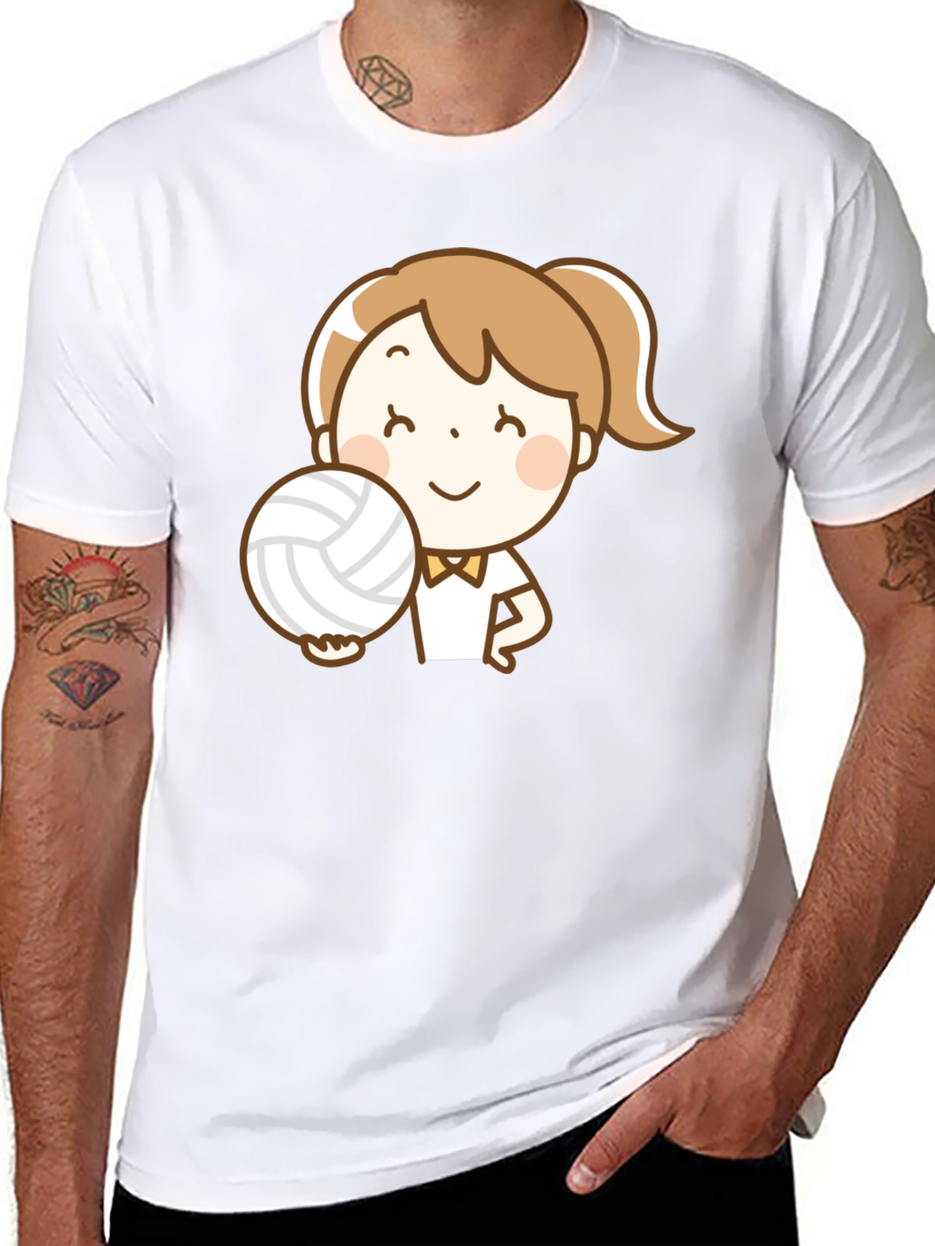 Volleyball Girl Cartoon Graphic T-Shirt