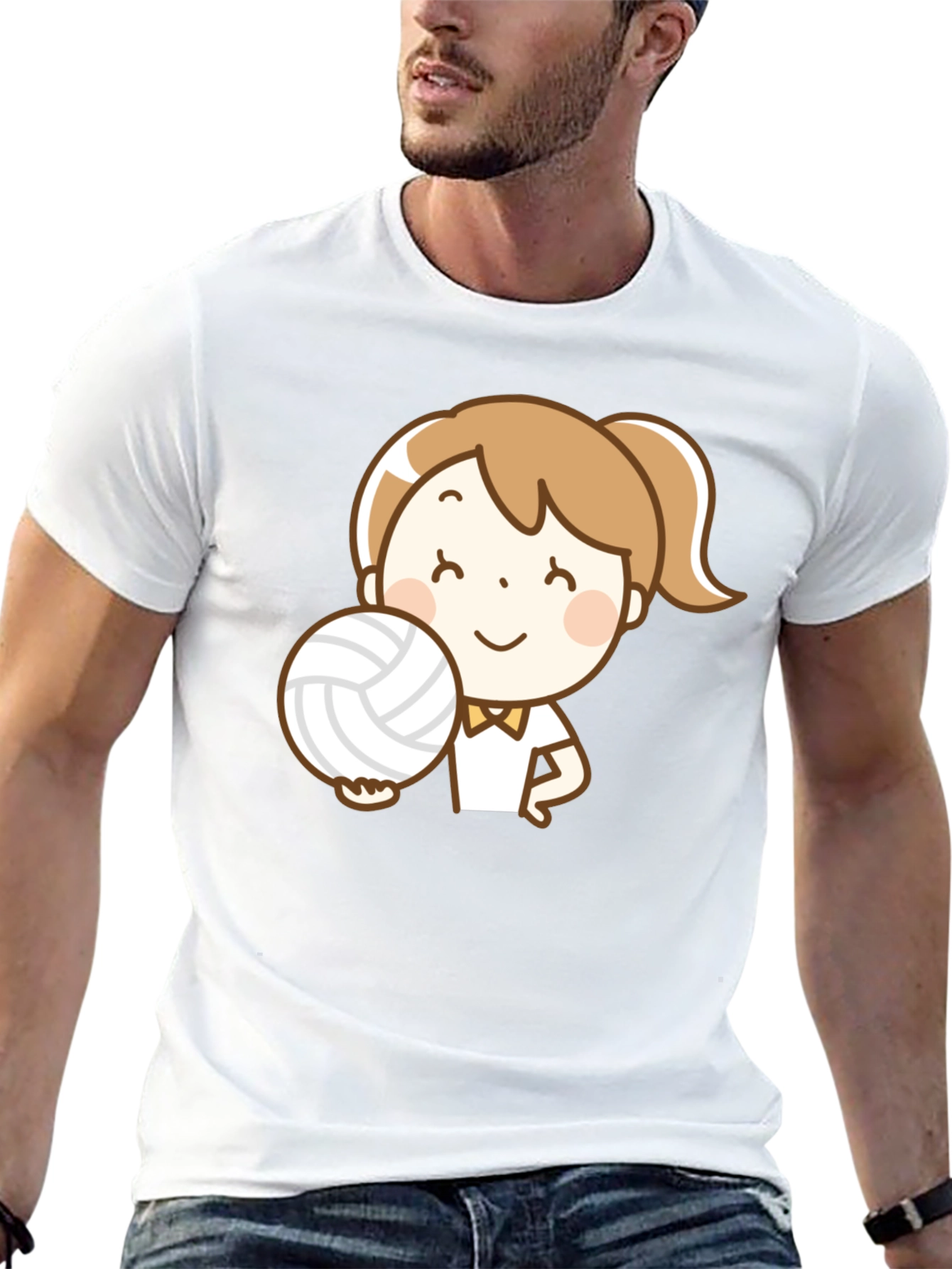Volleyball Girl Cartoon Graphic T-Shirt