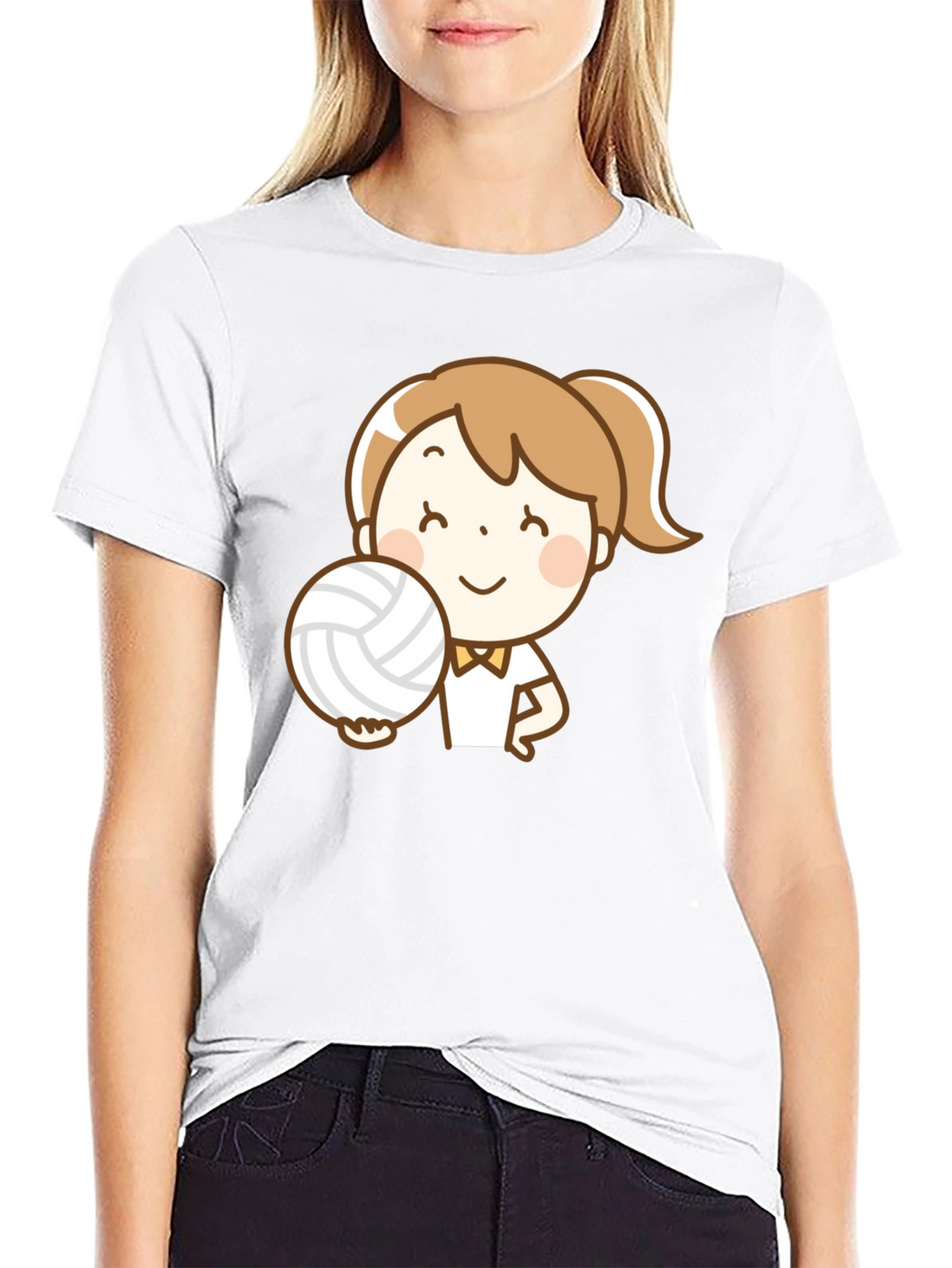 Volleyball Girl Cartoon Graphic T-Shirt