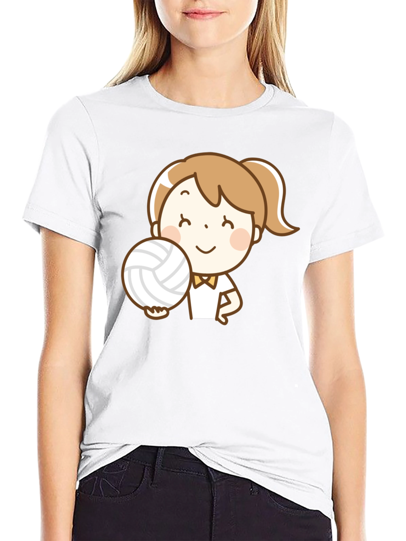 Volleyball Girl Cartoon Graphic T-Shirt