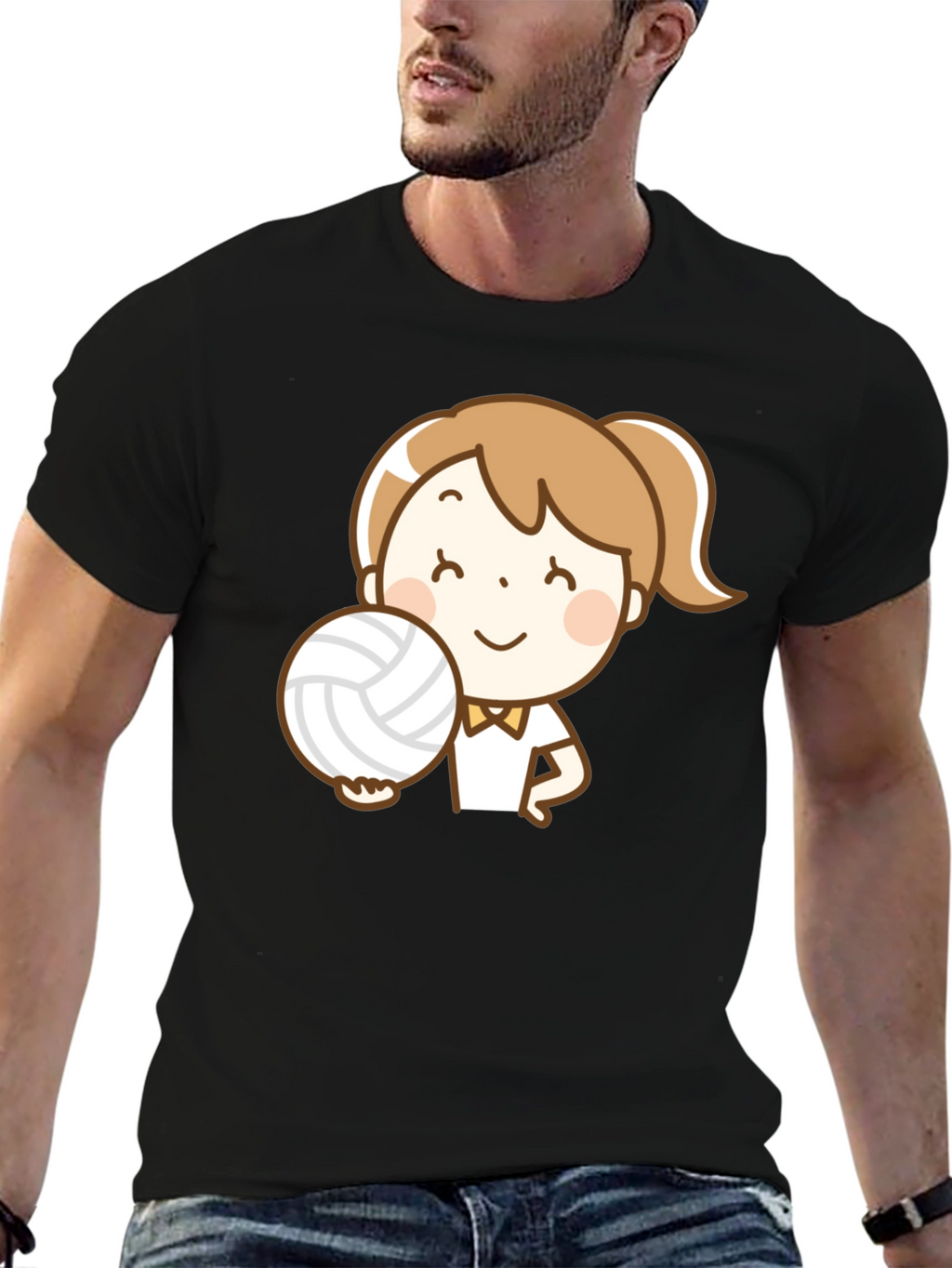 Volleyball Girl Cartoon Graphic T-Shirt