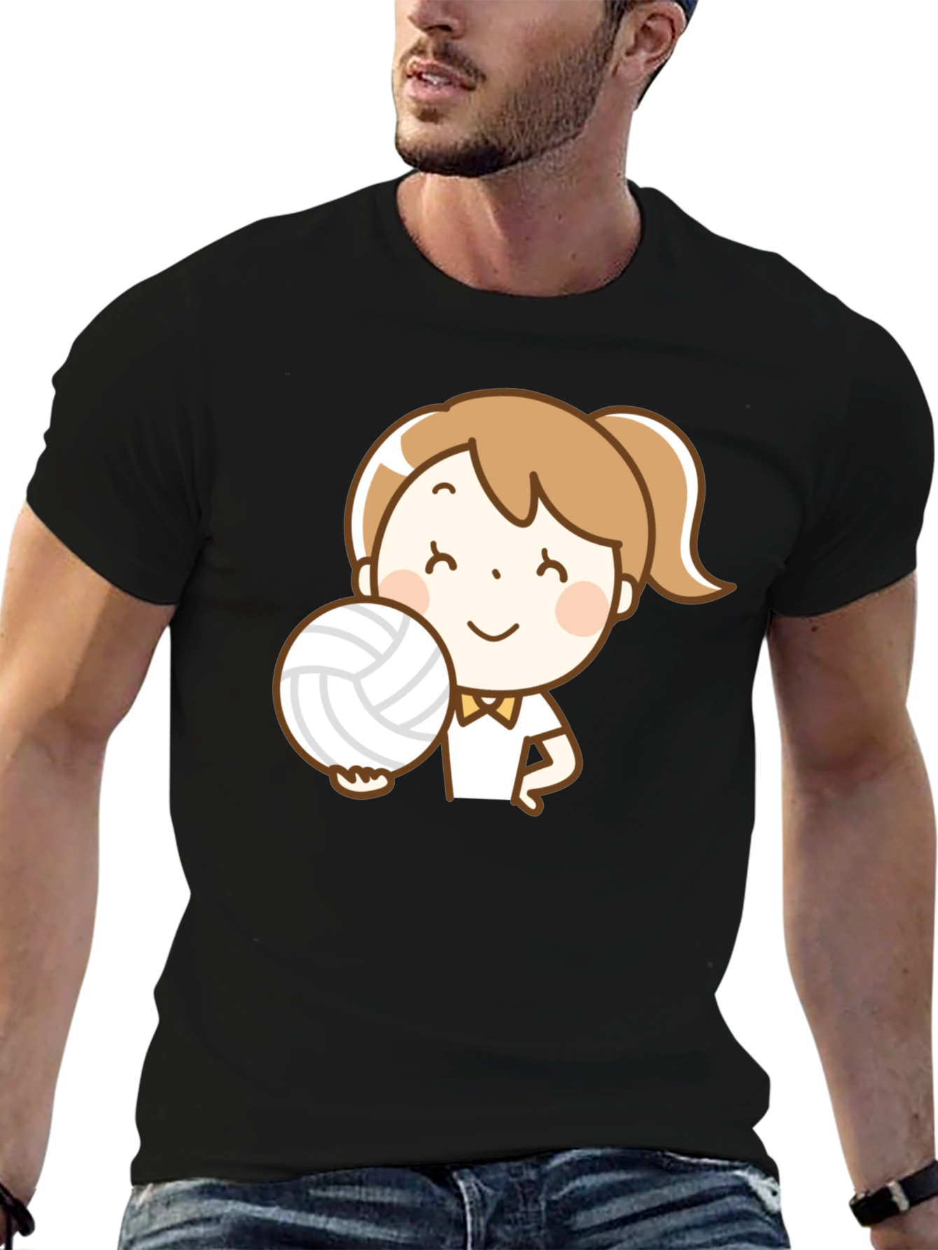 Volleyball Girl Cartoon Graphic T-Shirt