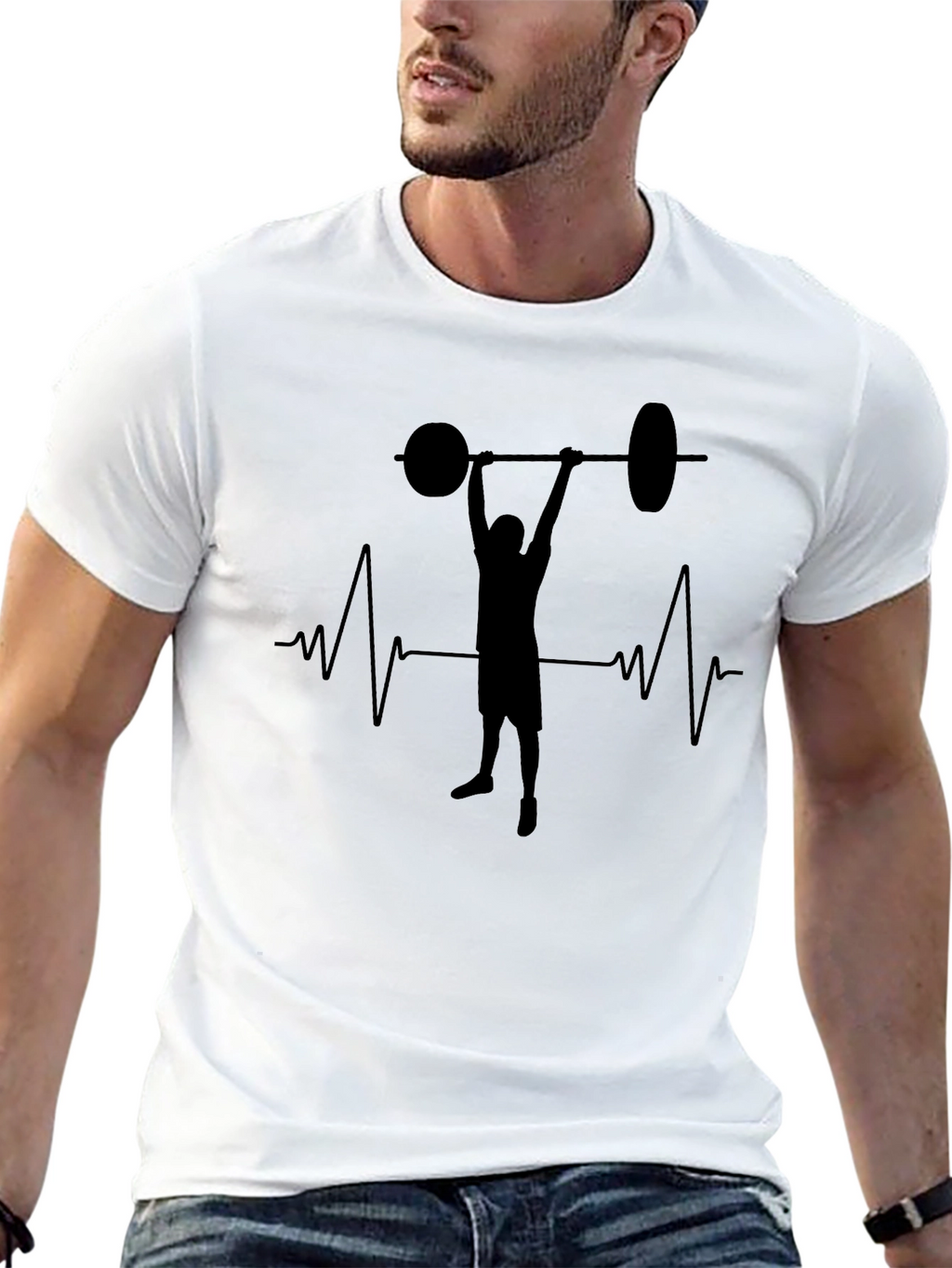Weightlifting Heartbeat T-Shirt - Fitness Gym Tee