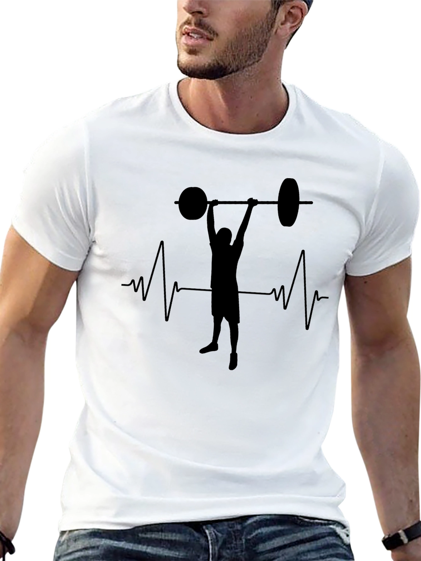 Weightlifting Heartbeat T-Shirt - Fitness Gym Tee