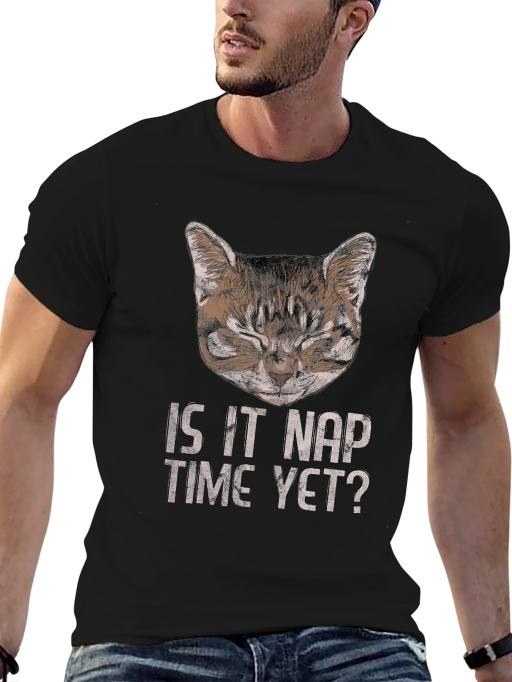 Is It Nap Time Yet? Cat Graphic T-Shirt