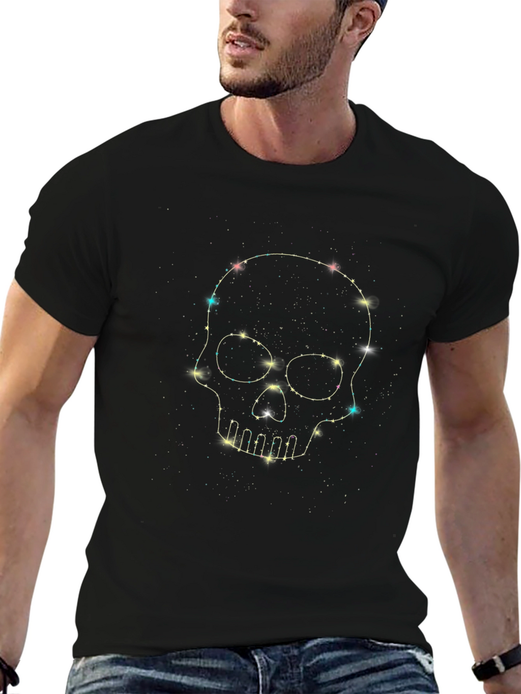 Starry Skull Graphic Tee - Mens Black T-Shirt