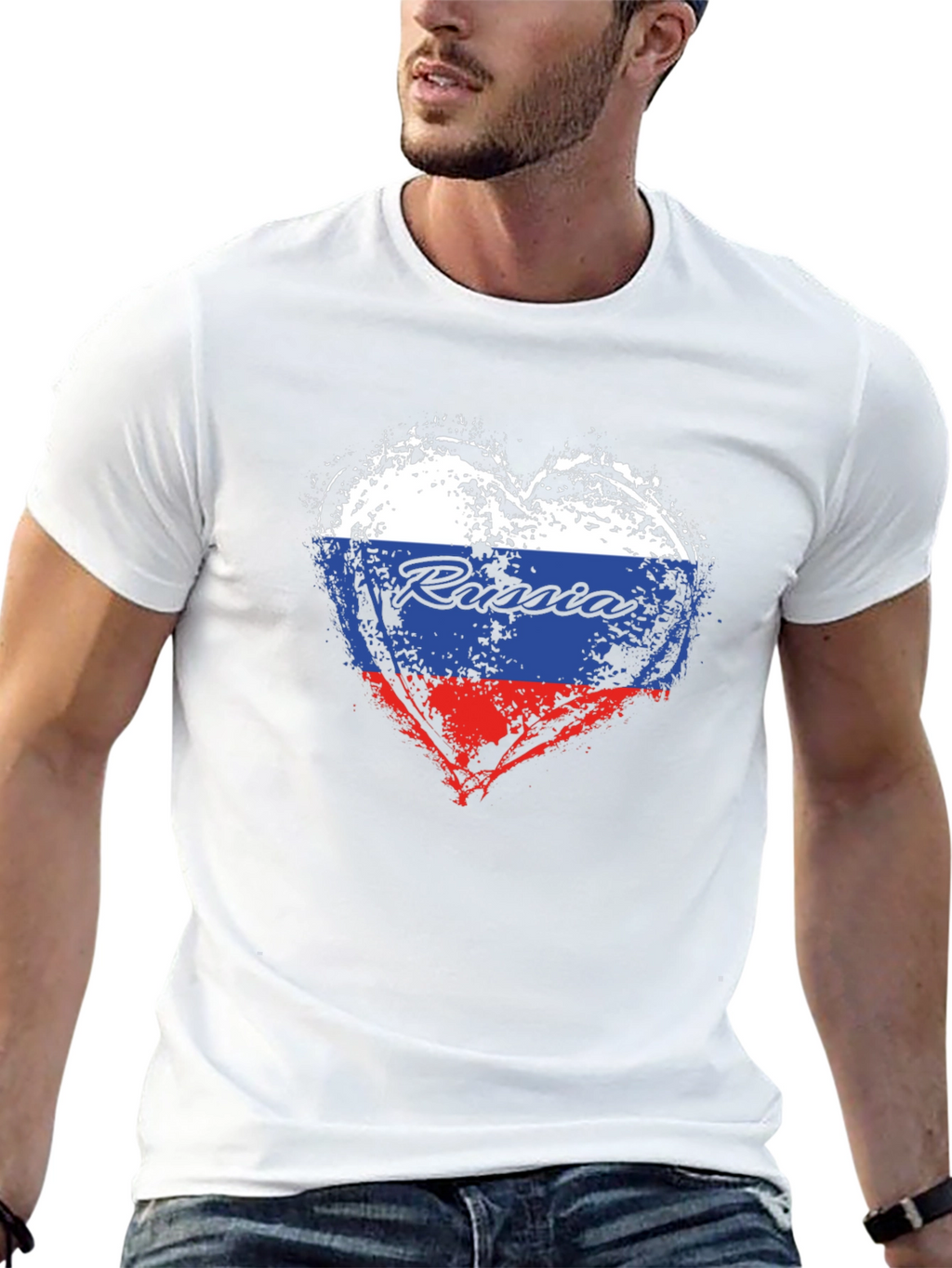 Russia Flag Heart T-Shirt - Patriotic Graphic Tee