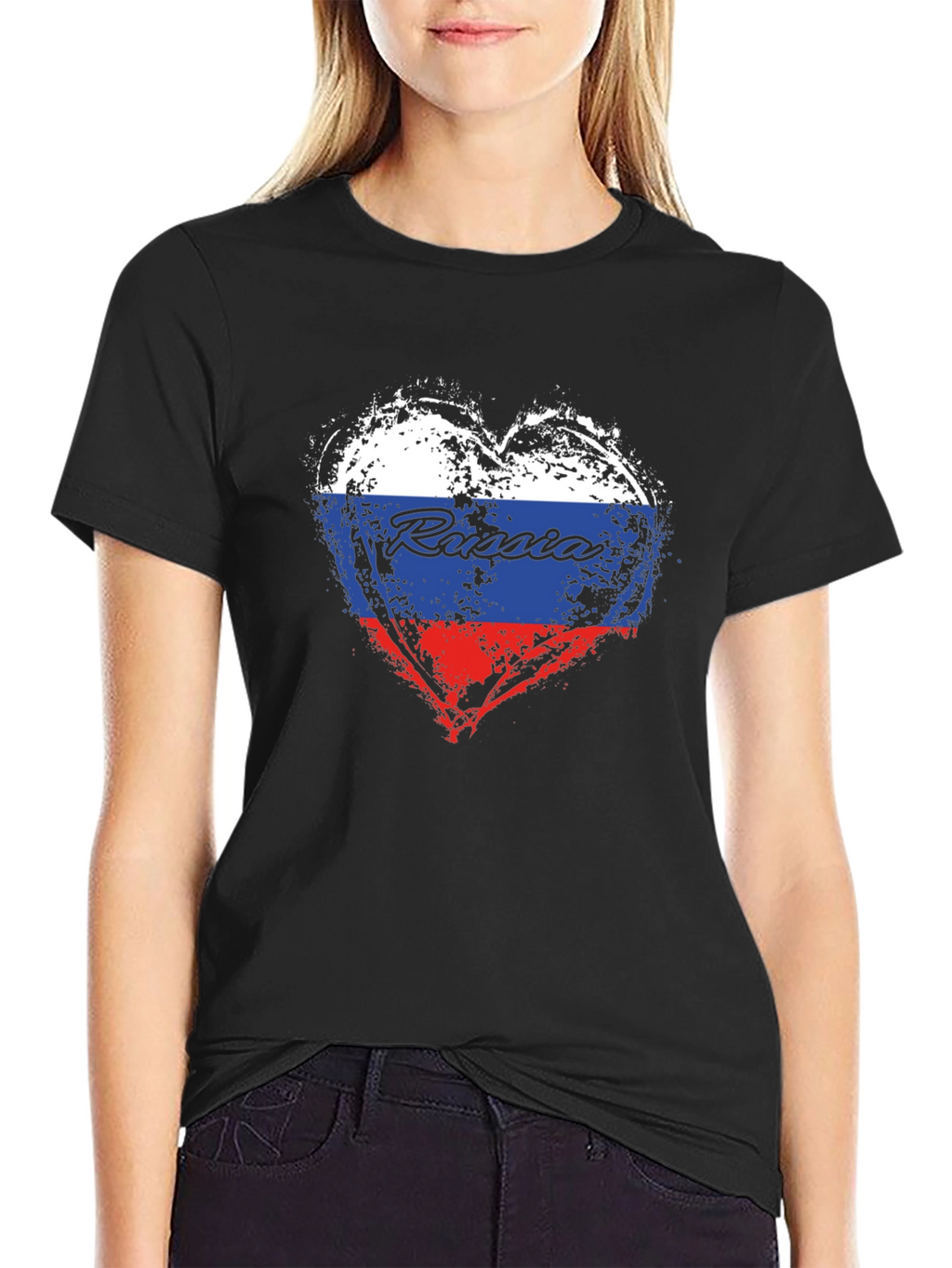 Russia Flag Heart T-Shirt - Patriotic Graphic Tee