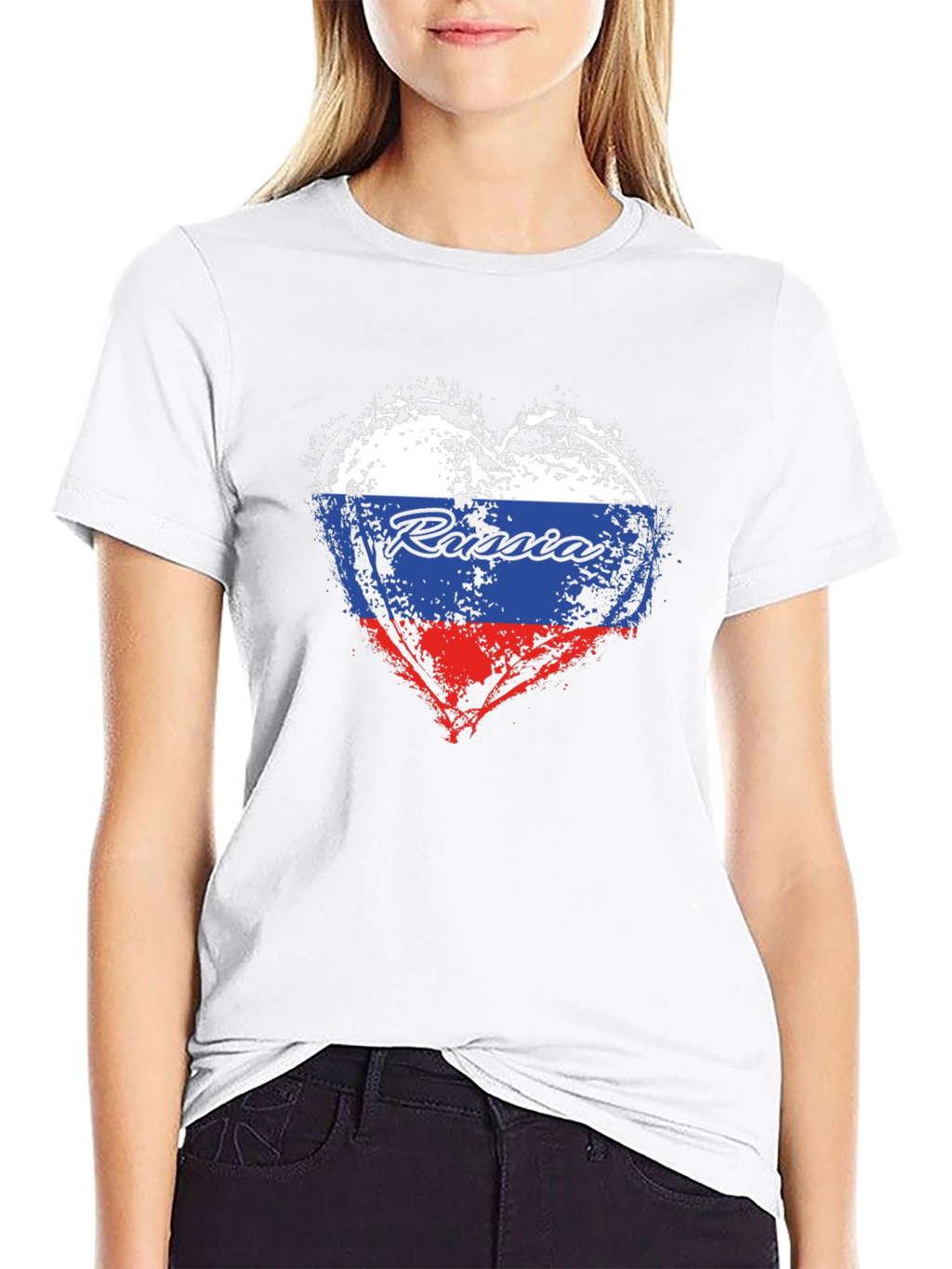 Russia Flag Heart T-Shirt - Patriotic Graphic Tee