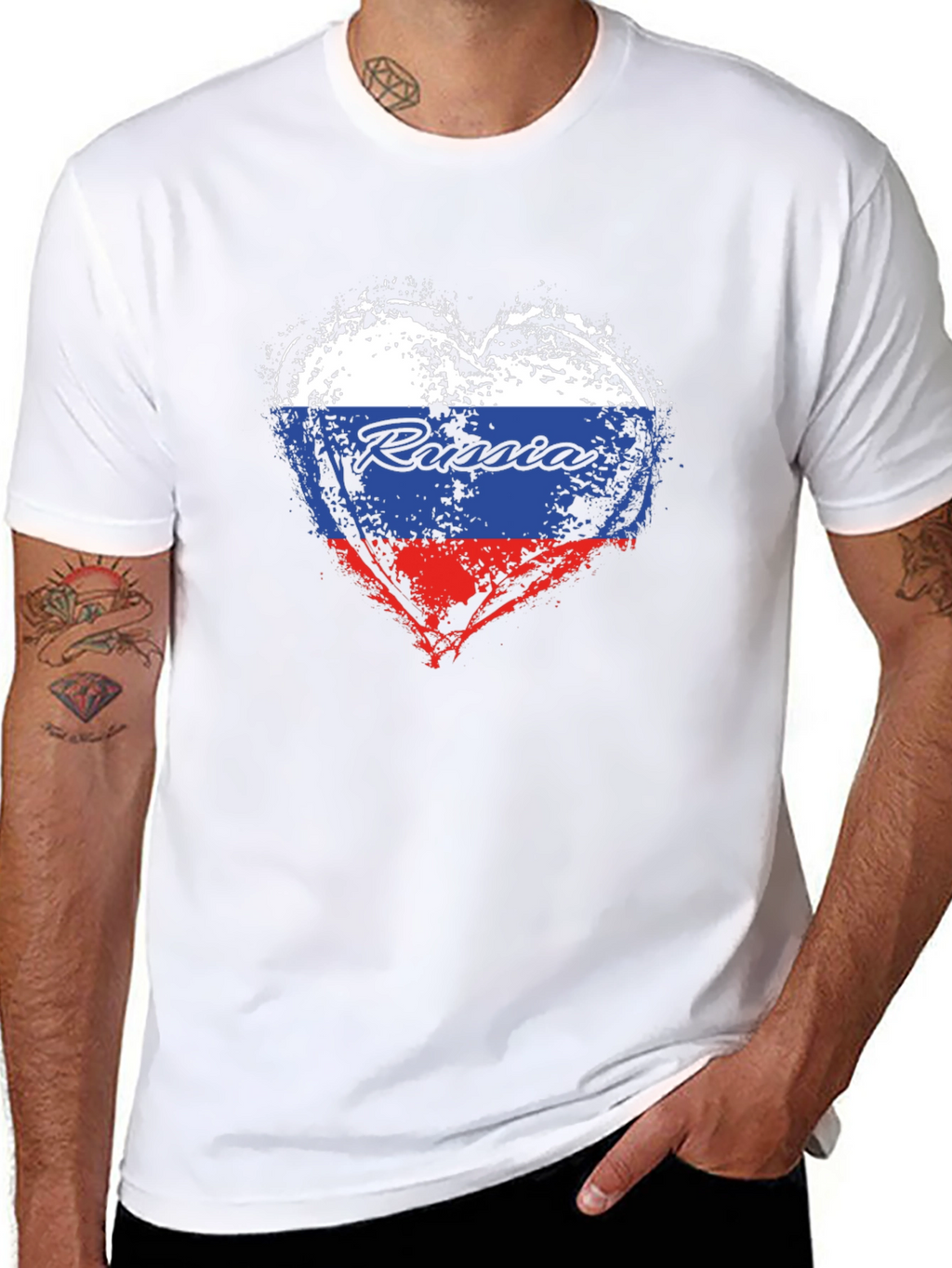 Russia Flag Heart T-Shirt - Patriotic Graphic Tee