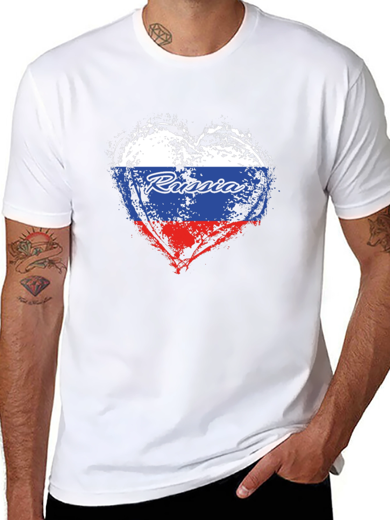 Russia Flag Heart T-Shirt - Patriotic Graphic Tee