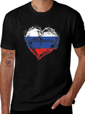 Russia Flag Heart T-Shirt - Patriotic Graphic Tee