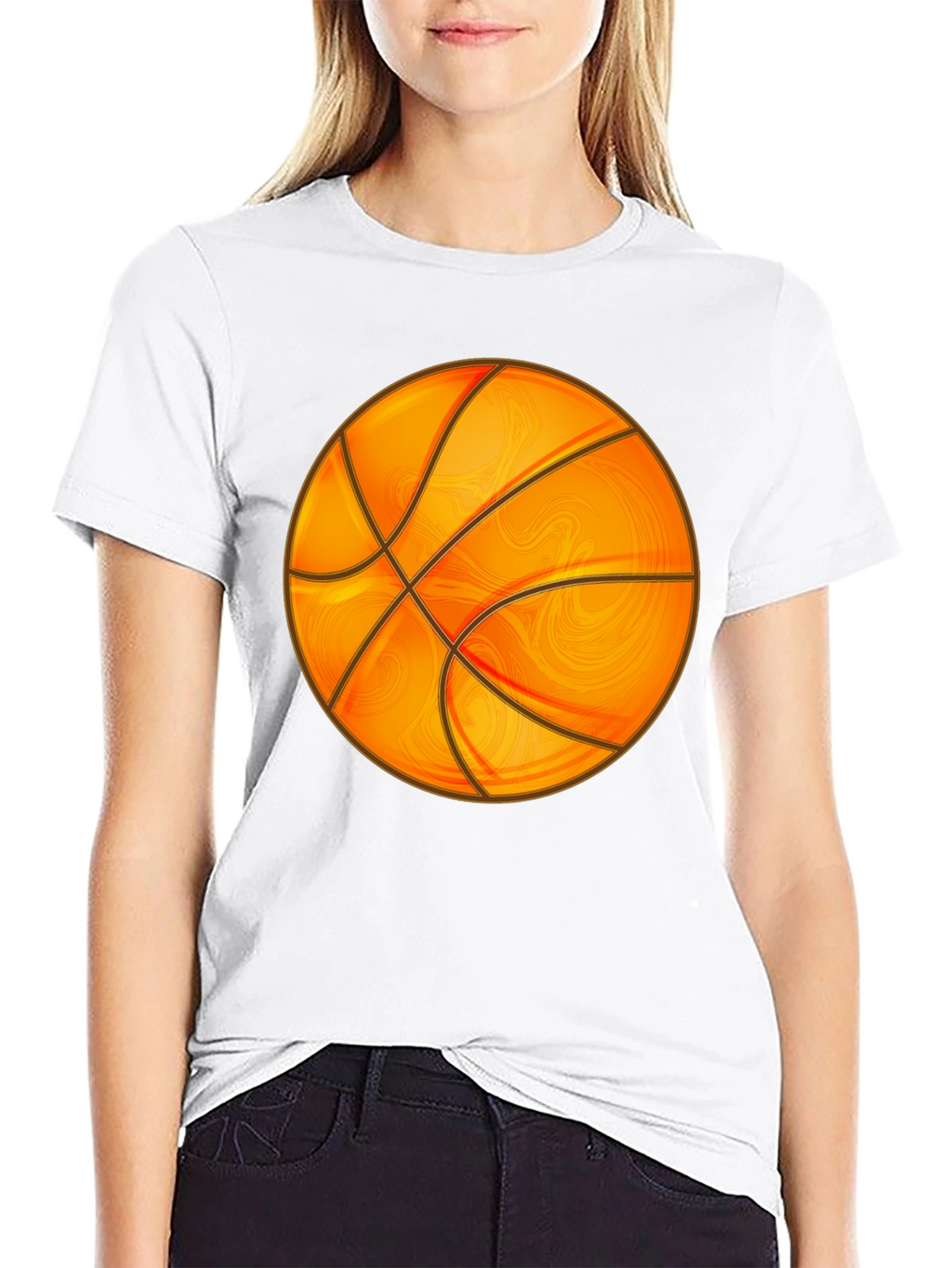 Basketball Graphic Tee - Black Cotton Blend