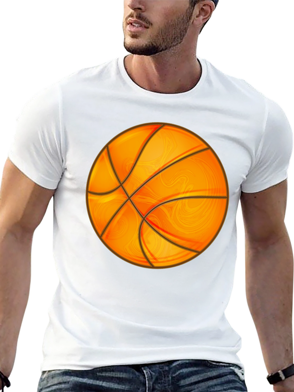 Basketball Graphic Tee - Black Cotton Blend