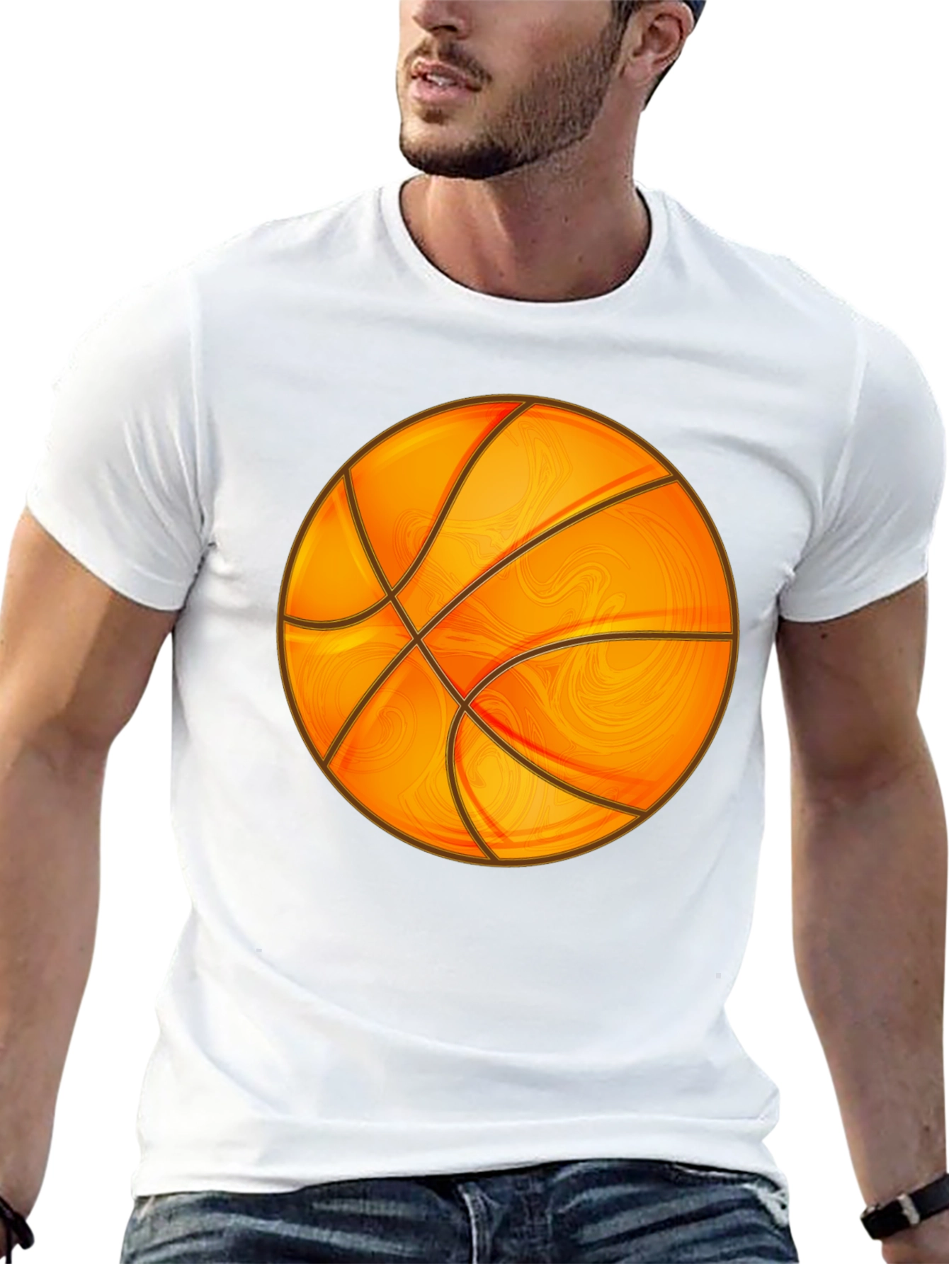 Basketball Graphic Tee - Black Cotton Blend