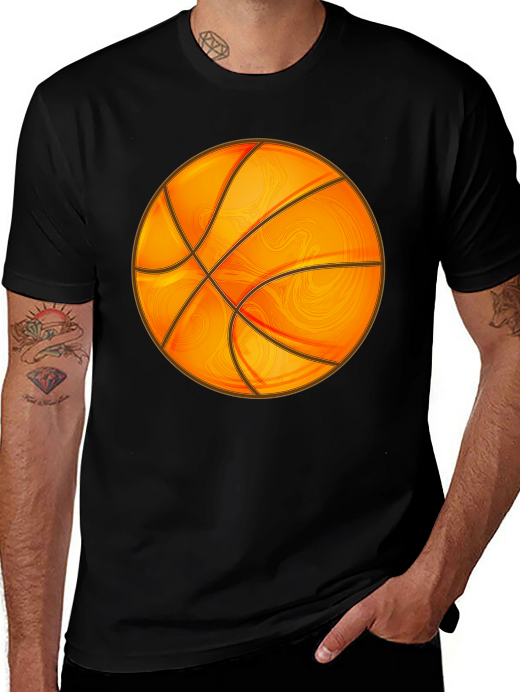 Basketball Graphic Tee - Black Cotton Blend