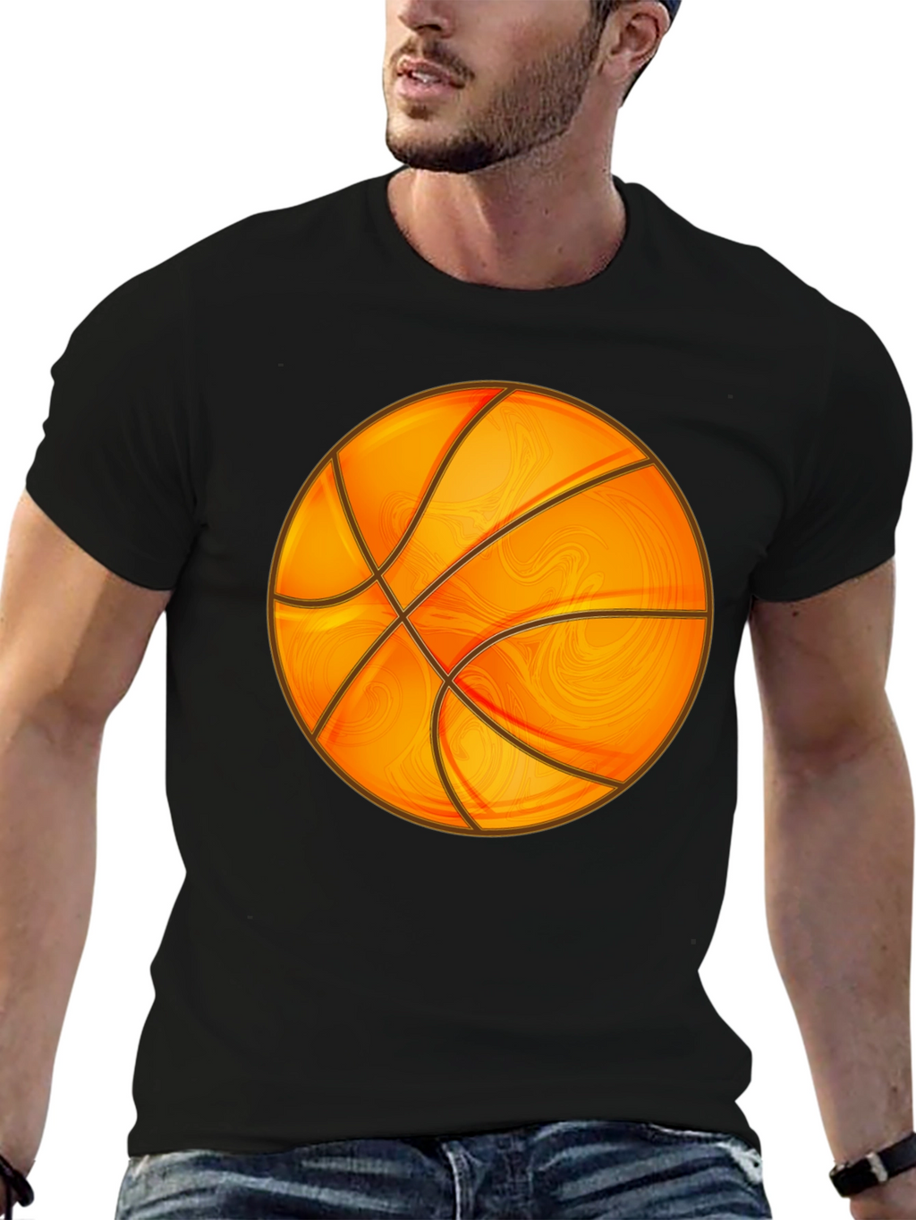 Basketball Graphic Tee - Black Cotton Blend