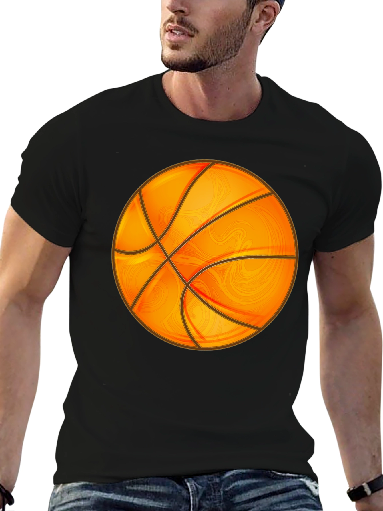 Basketball Graphic Tee - Black Cotton Blend