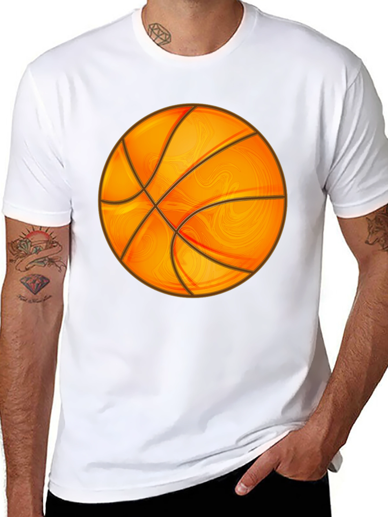 Basketball Graphic Tee - Black Cotton Blend