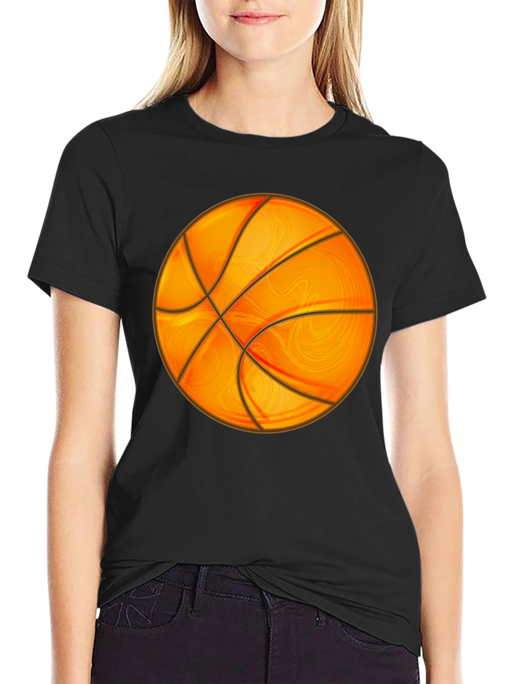 Basketball Graphic Tee - Black Cotton Blend