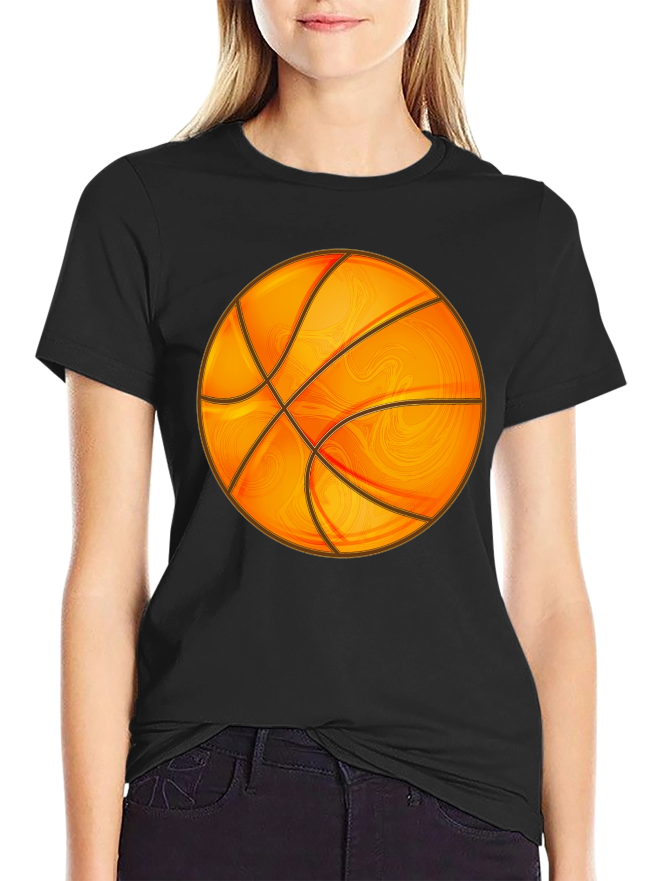 Basketball Graphic Tee - Black Cotton Blend