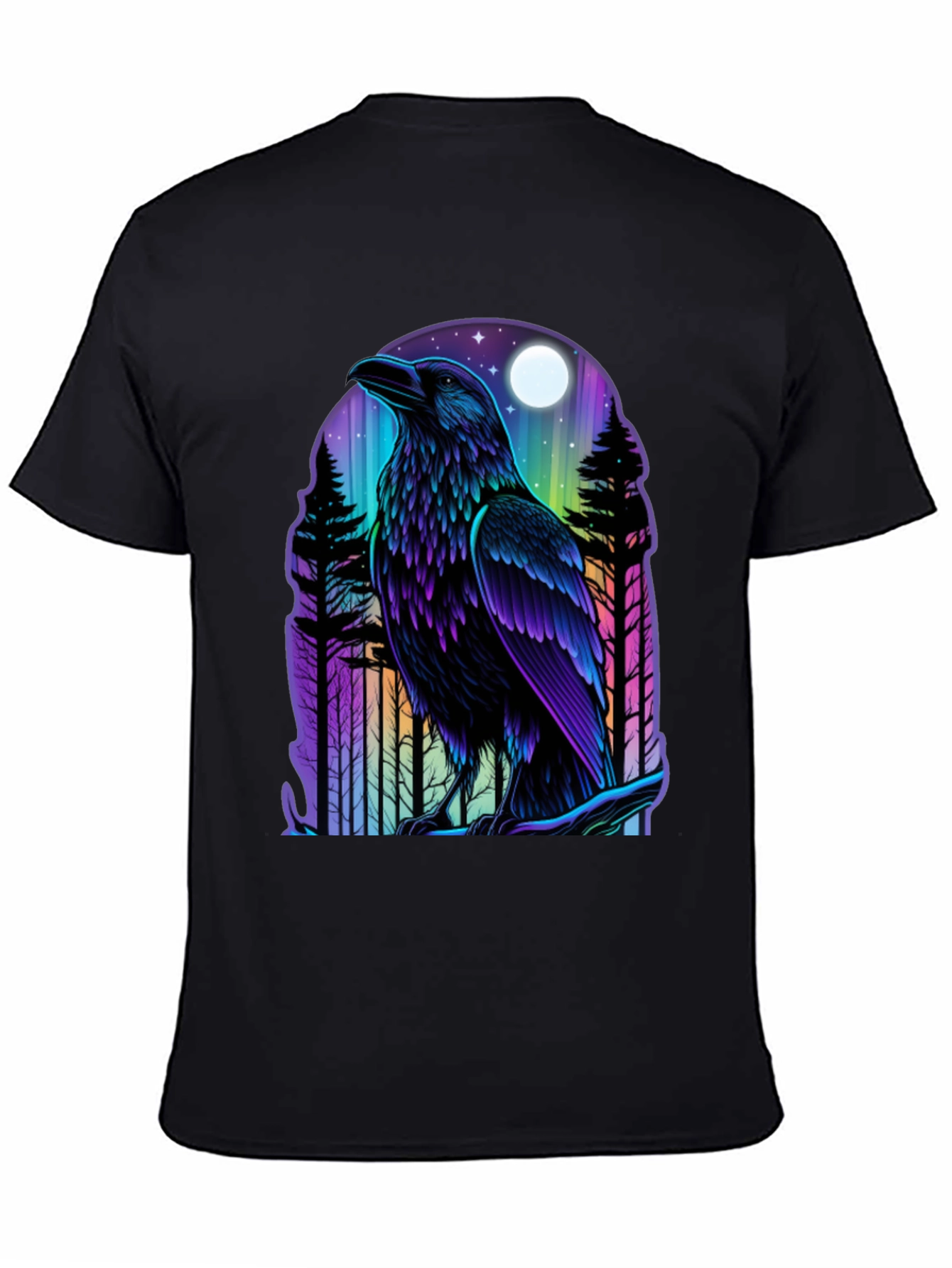 Raven Moon Graphic Tee - Unique Bird Design