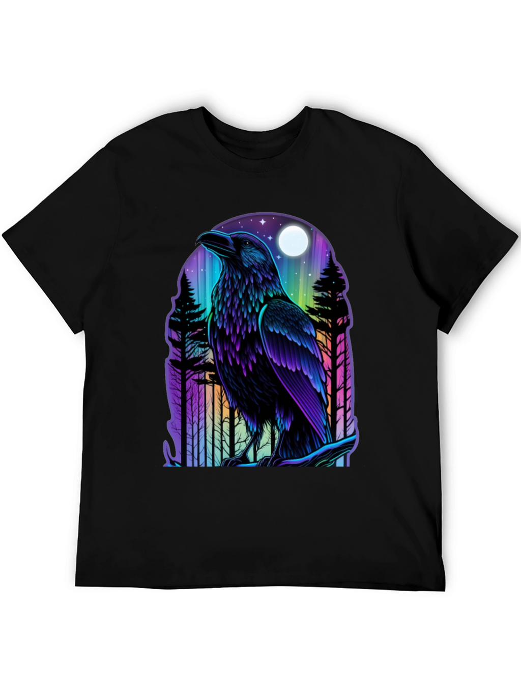 Raven Moon Graphic Tee - Unique Bird Design