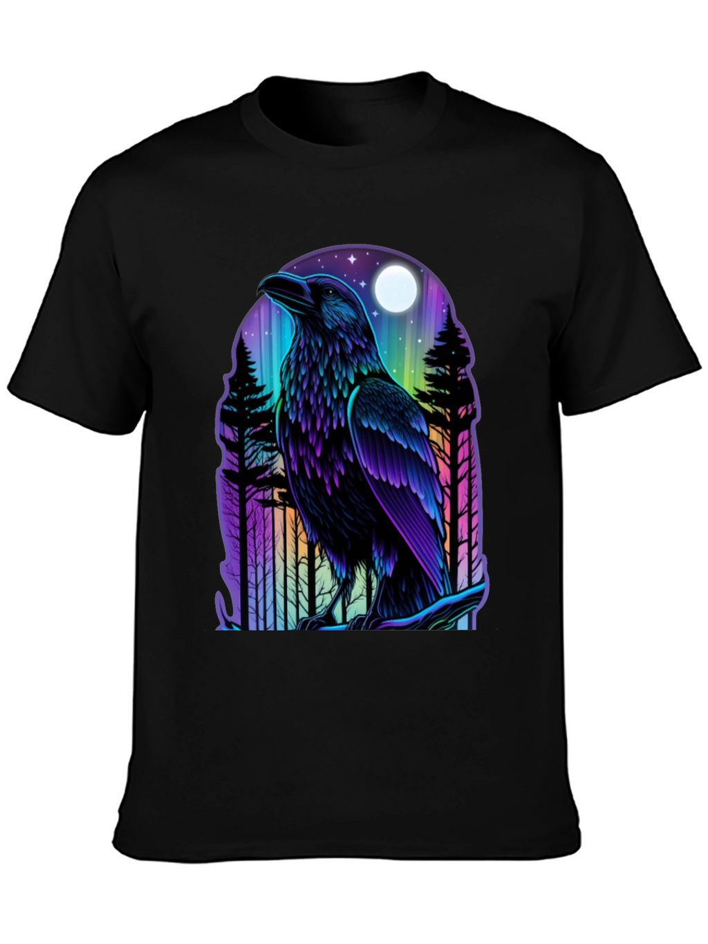 Raven Moon Graphic Tee - Unique Bird Design