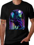 Raven Moon Graphic Tee - Unique Bird Design