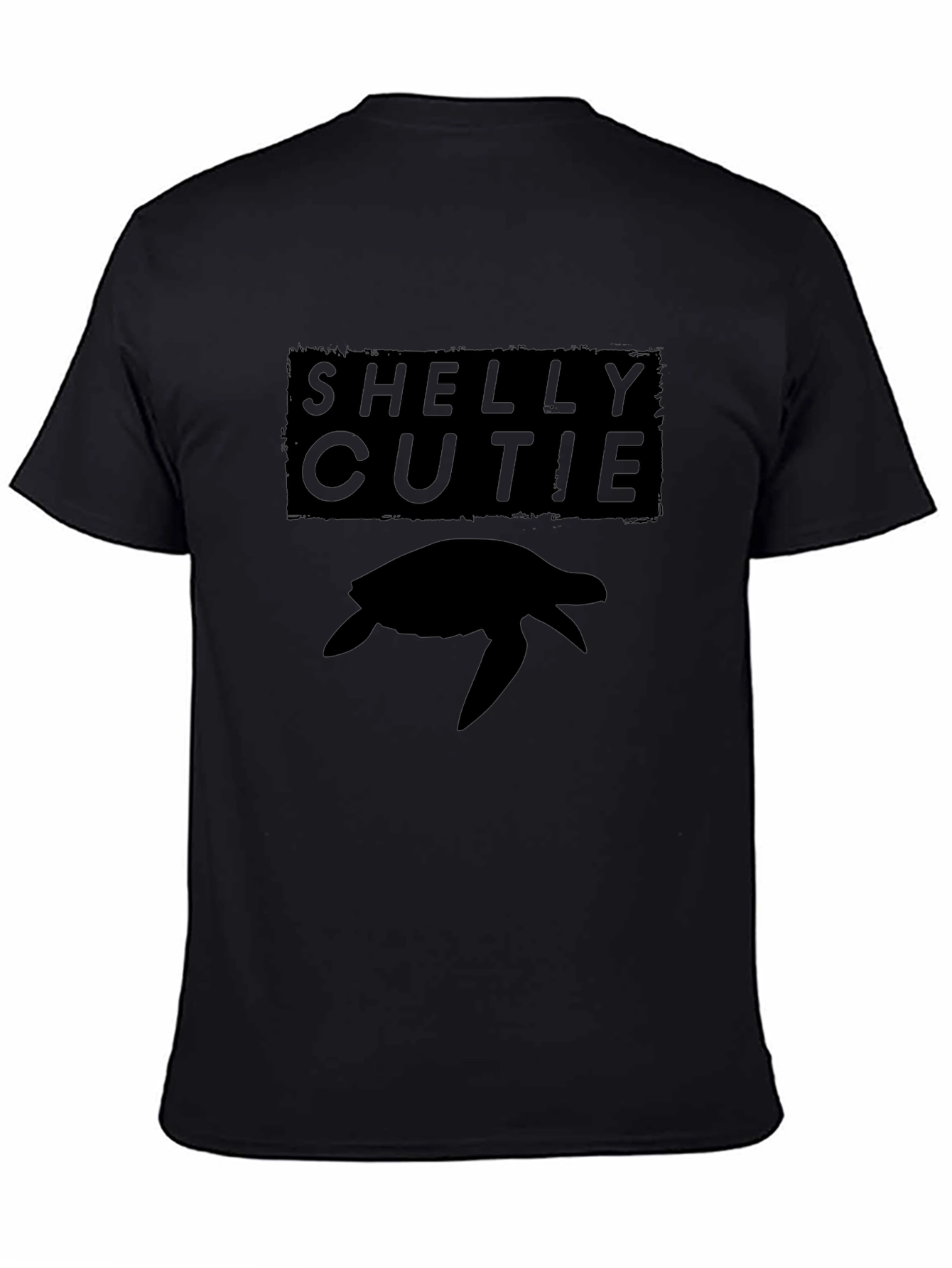 Shelly Cutie Turtle Graphic Tee - Black Casual T-Shirt