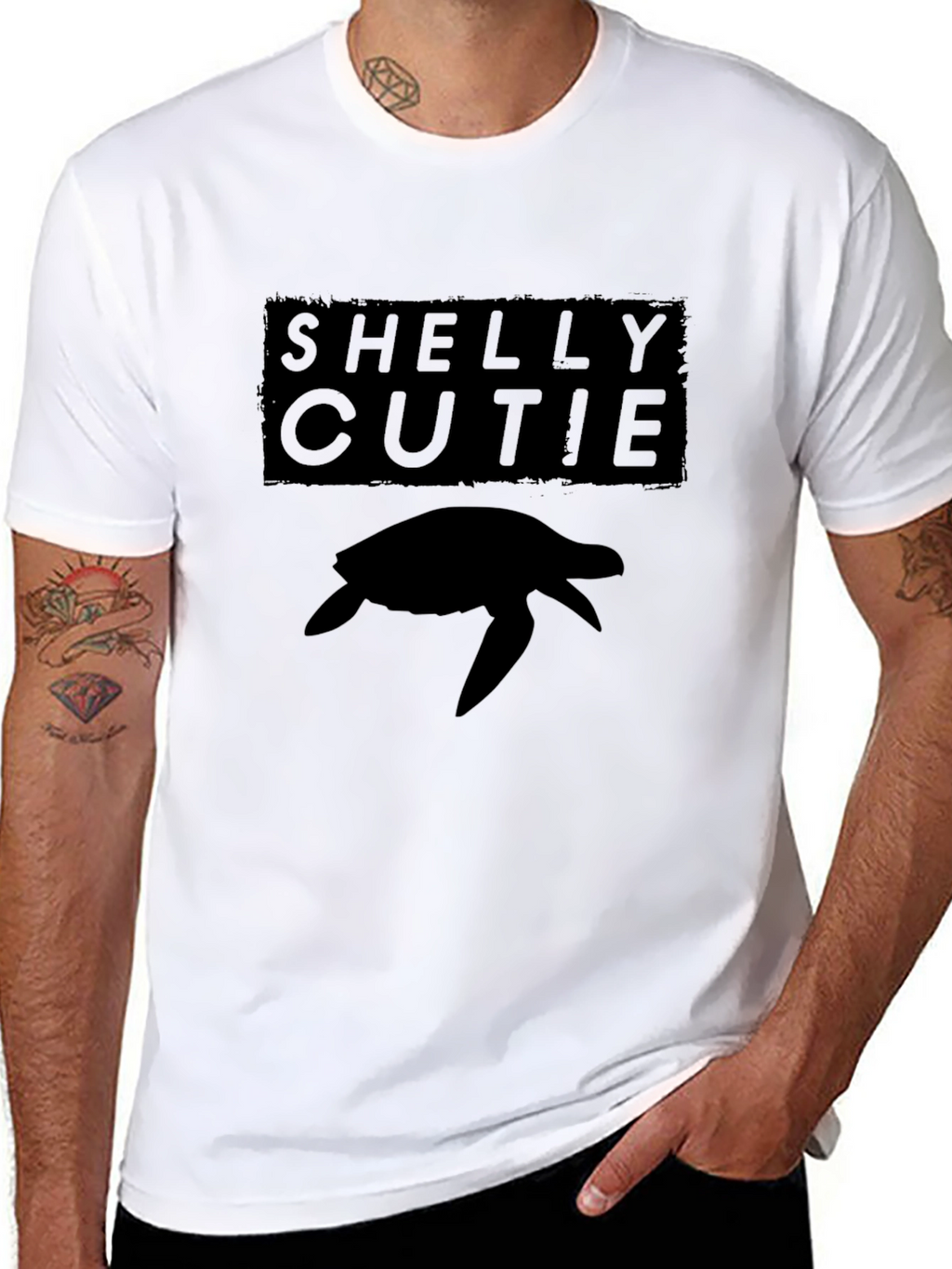 Shelly Cutie Turtle Graphic Tee - Black Casual T-Shirt