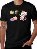 Cute Cartoon Cat Lover Black T-Shirt