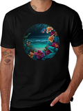 Tropical Beach Floral Graphic T-Shirt