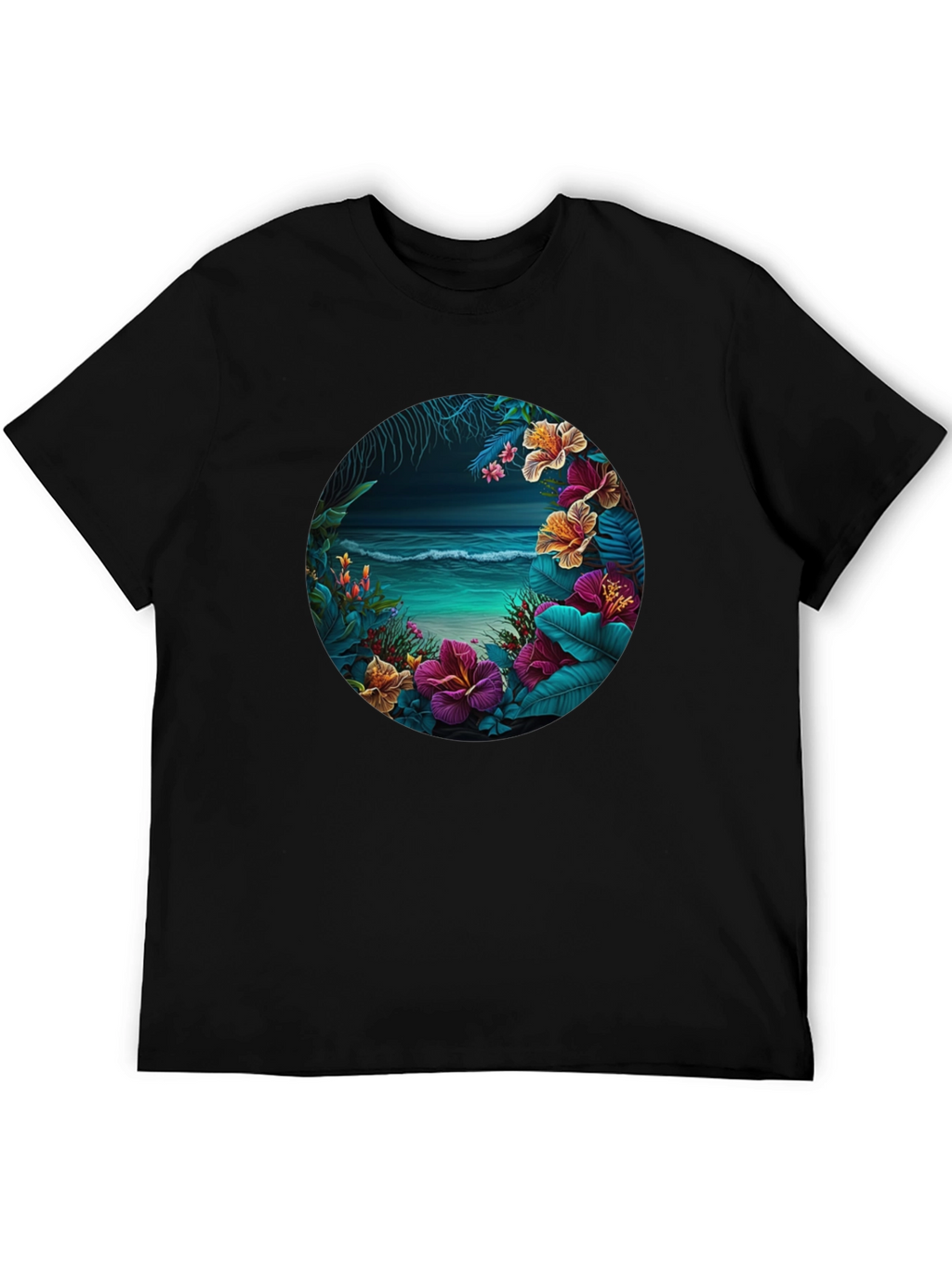Tropical Beach Floral Graphic T-Shirt