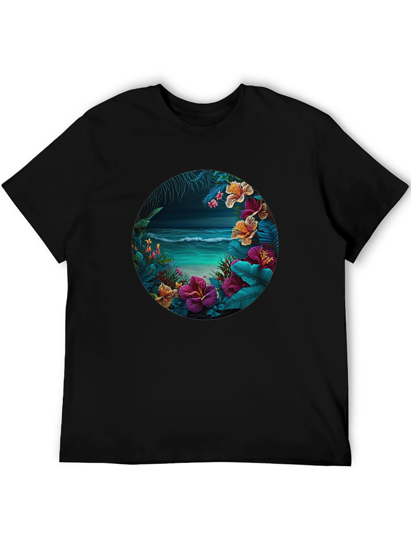 Tropical Beach Floral Graphic T-Shirt