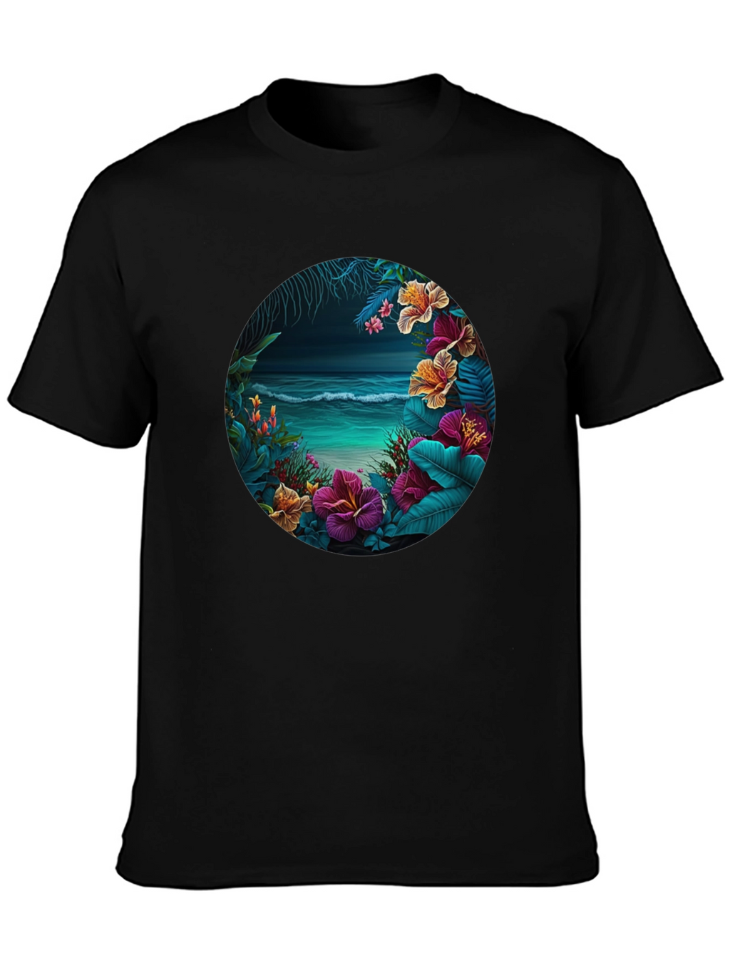 Tropical Beach Floral Graphic T-Shirt