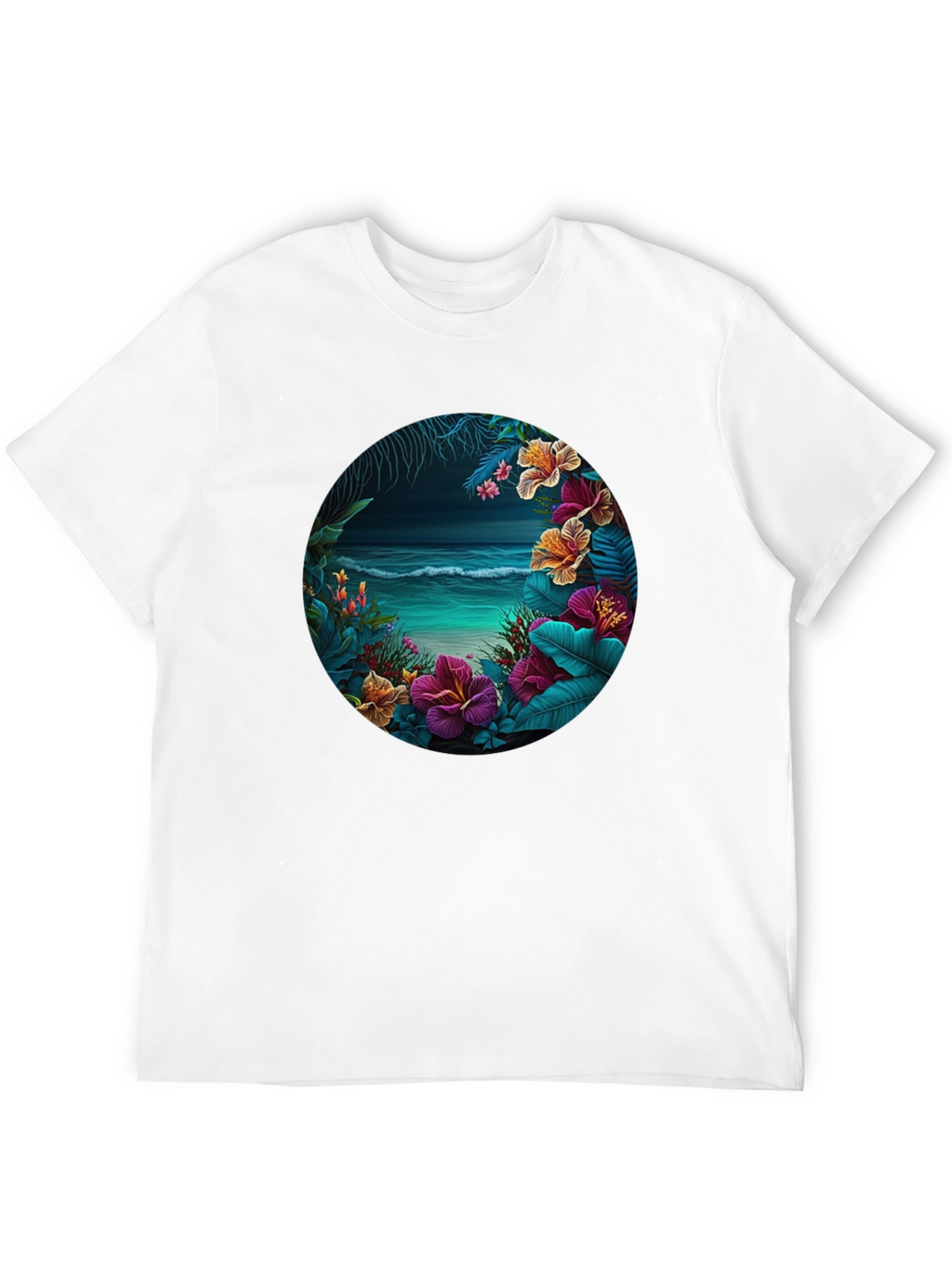 Tropical Beach Floral Graphic T-Shirt