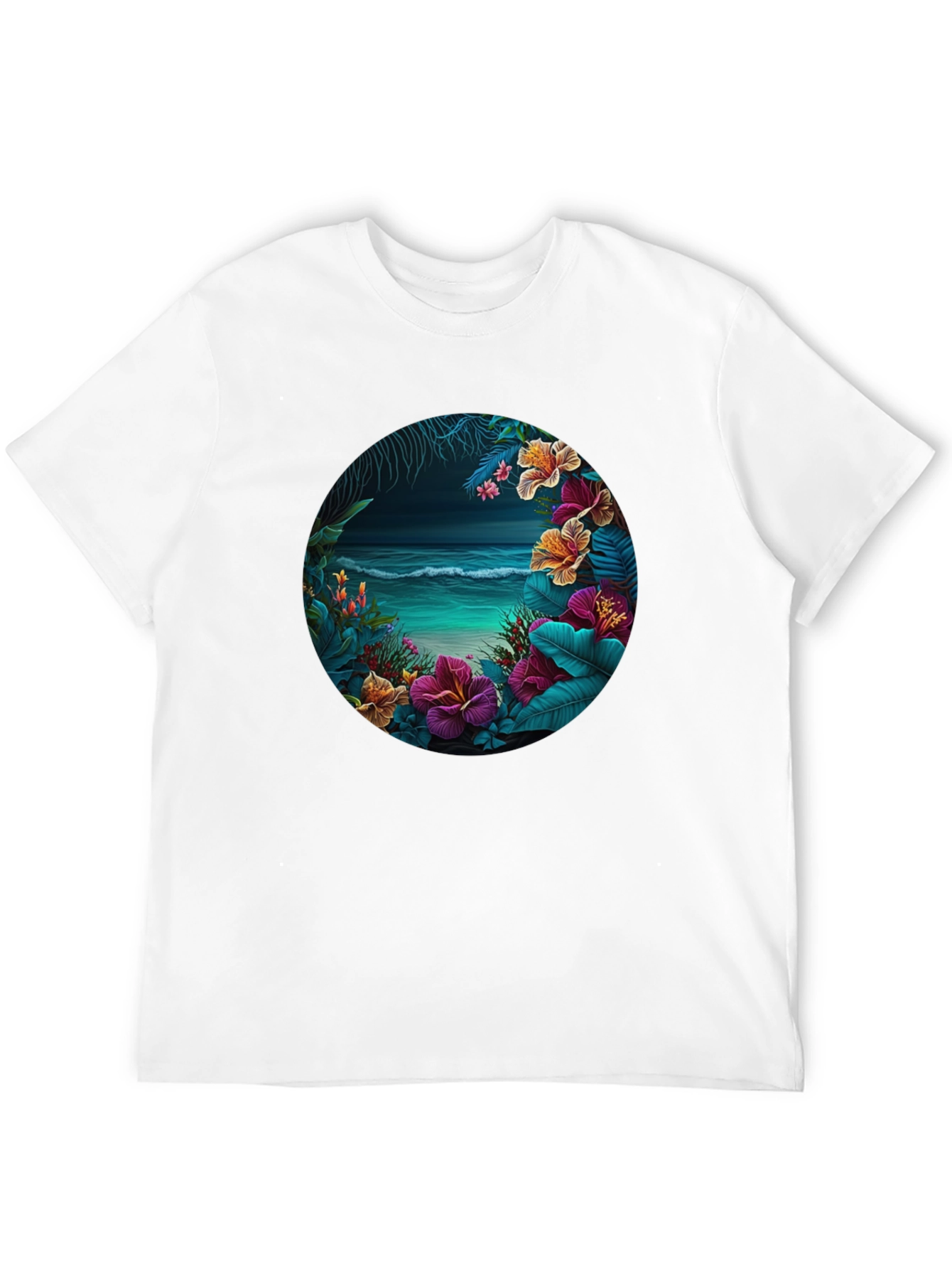 Tropical Beach Floral Graphic T-Shirt