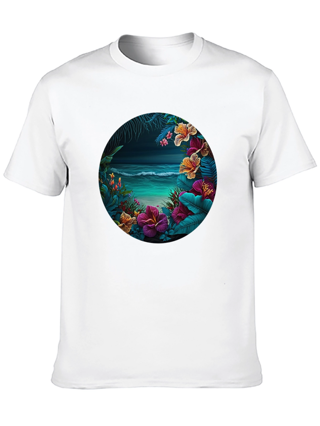 Tropical Beach Floral Graphic T-Shirt