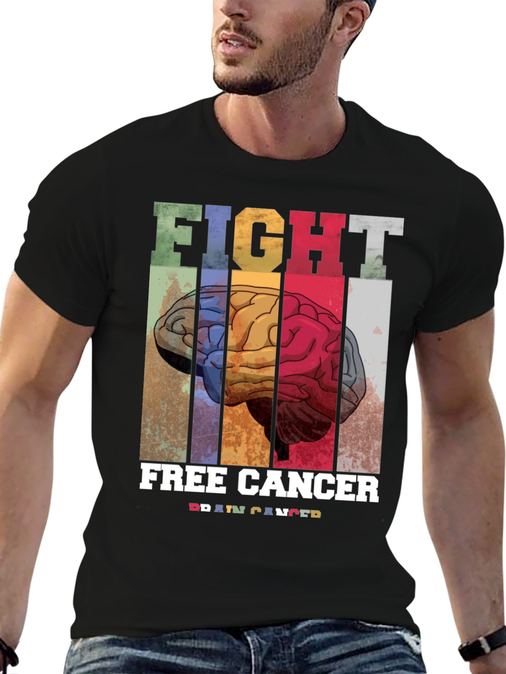 Fight Free Cancer Brain T-Shirt