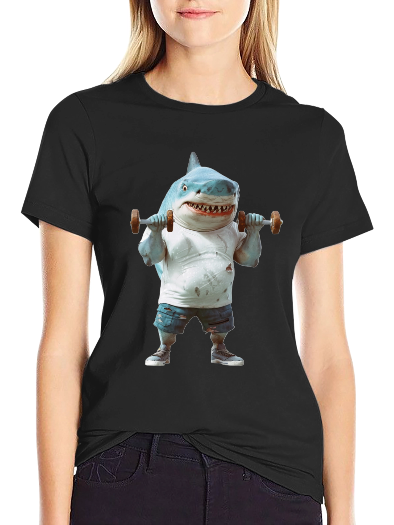 Shark Gym T-Shirt: Funny Weightlifting Graphic Tee