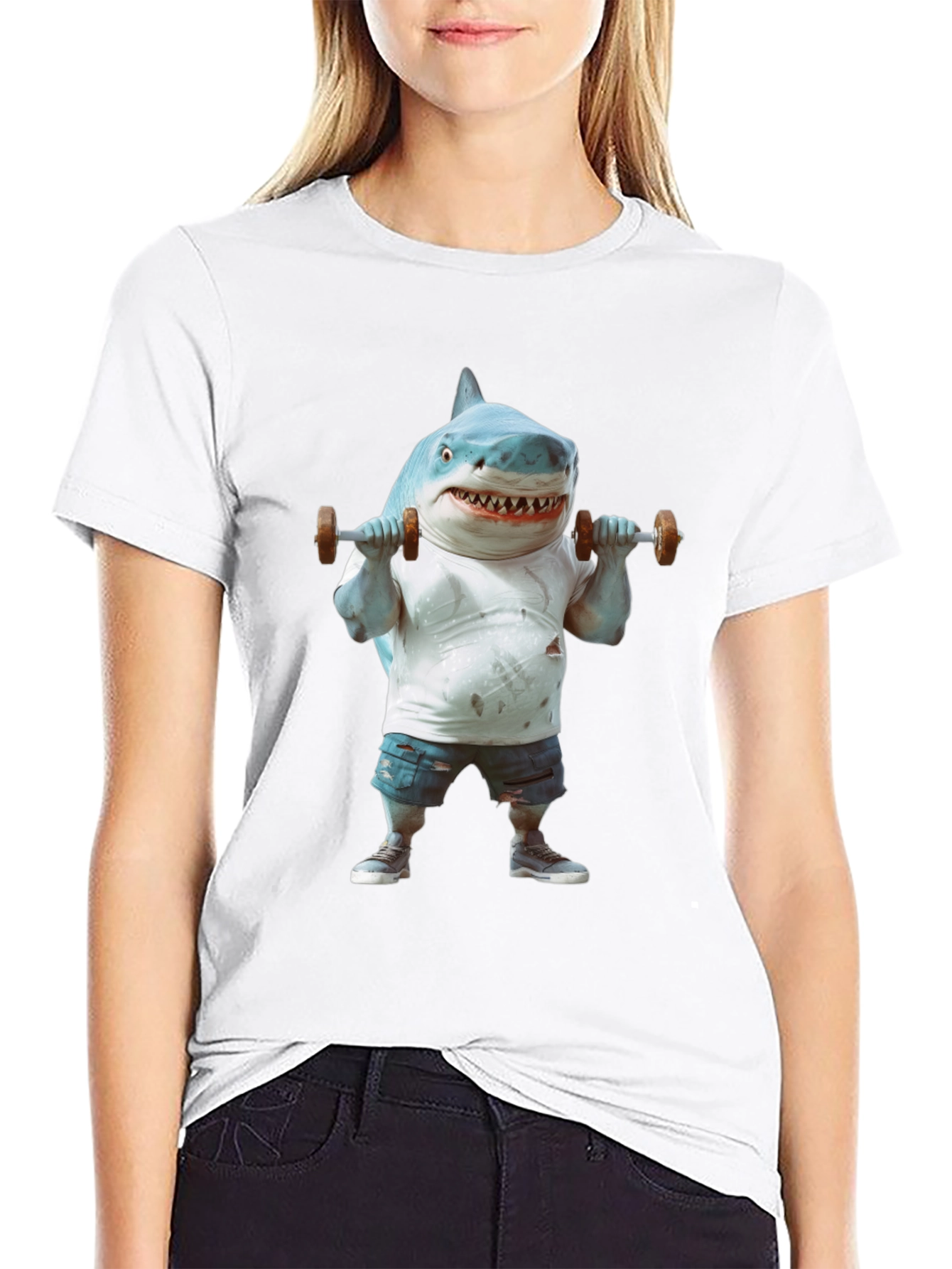 Shark Gym T-Shirt: Funny Weightlifting Graphic Tee