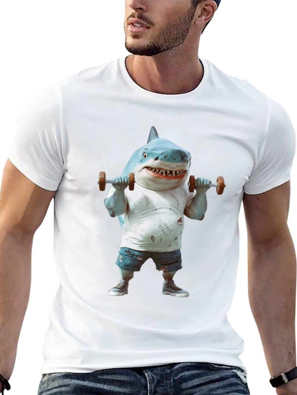 Shark Gym T-Shirt: Funny Weightlifting Graphic Tee