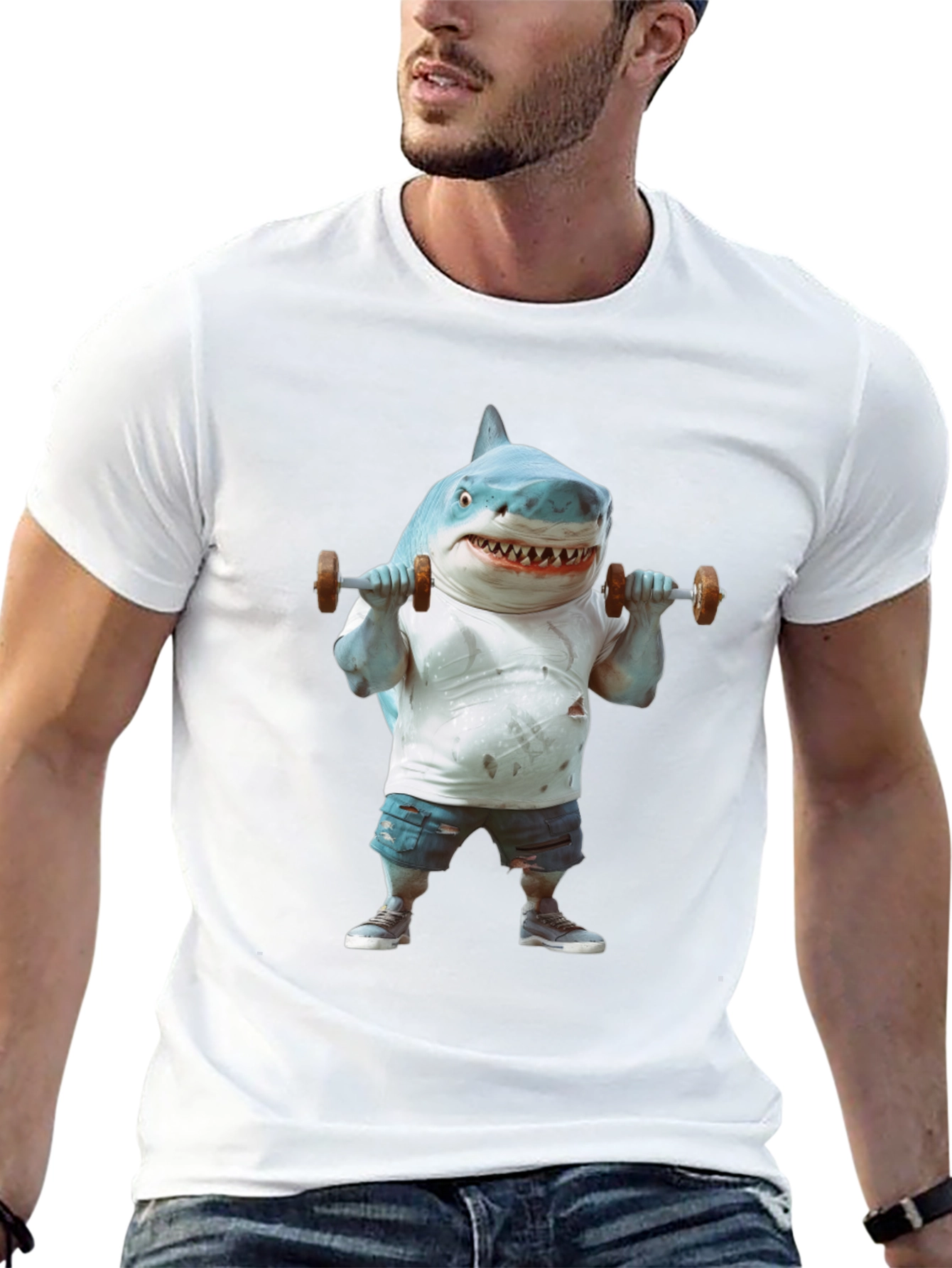 Shark Gym T-Shirt: Funny Weightlifting Graphic Tee