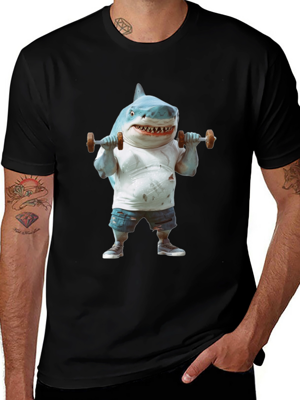Shark Gym T-Shirt: Funny Weightlifting Graphic Tee